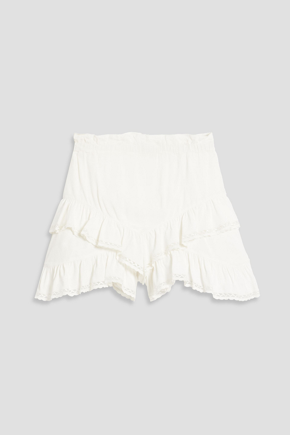 Isabel Marant Geneva Ruffle Asymmetric Mini Skirt In White