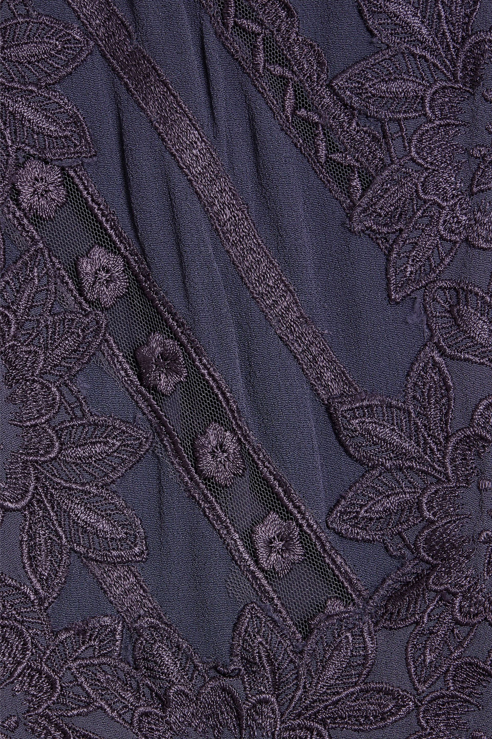 Isabel Marant Ladeira Lace-trimmed Ruffled Maxi Dress In Dark Purple
