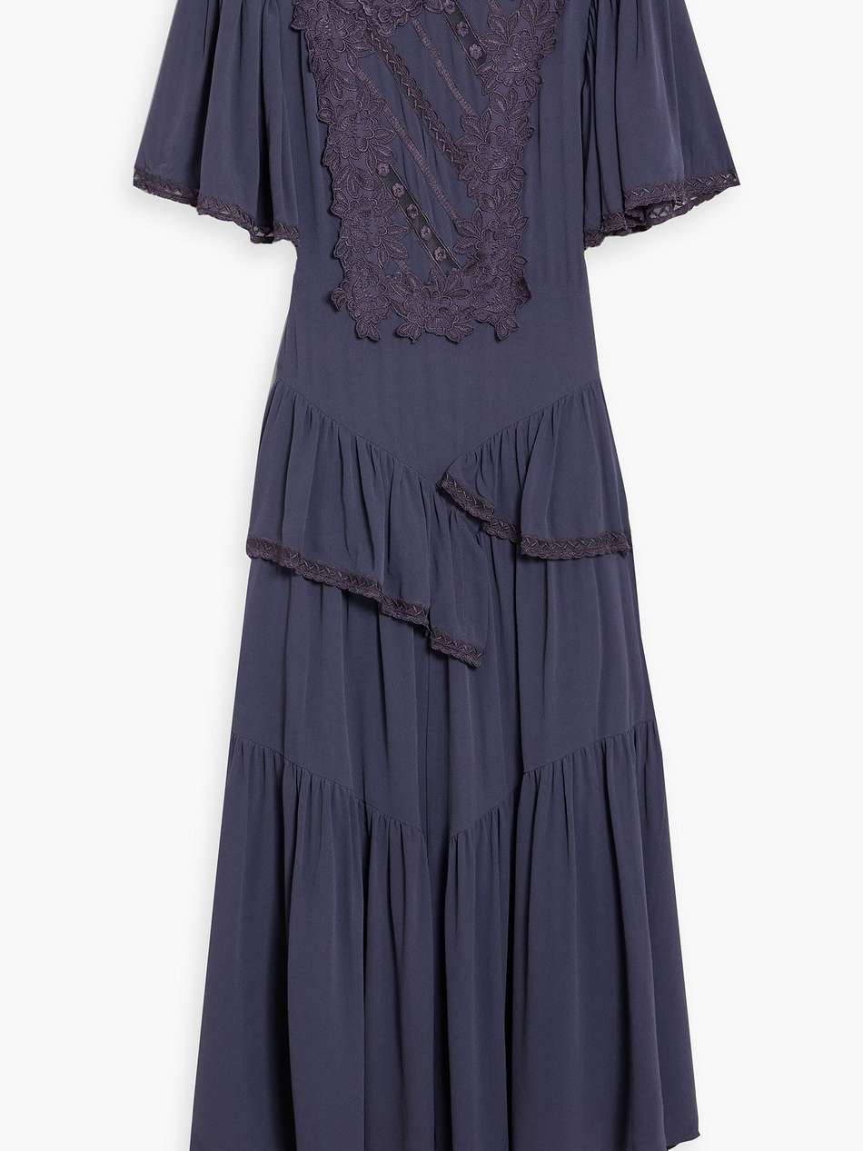 ladeira lace-trimmed ruffled maxi dress