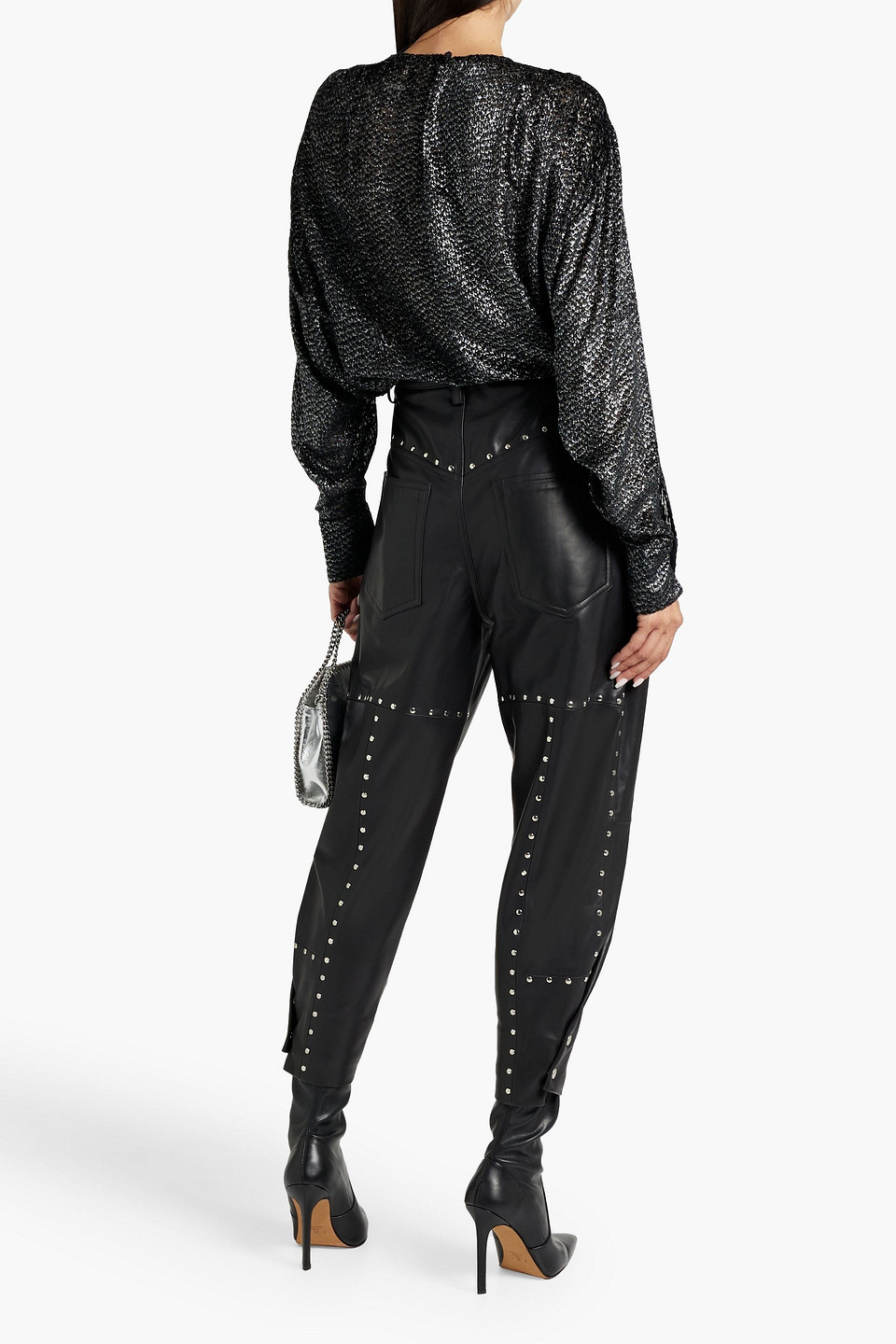 Isabel Marant Midway Metallic Fil Coupé Chiffon Blouse In Black