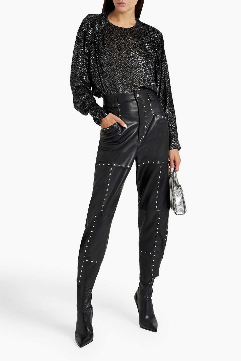 Isabel Marant Midway Metallic Fil Coupé Chiffon Blouse In Black