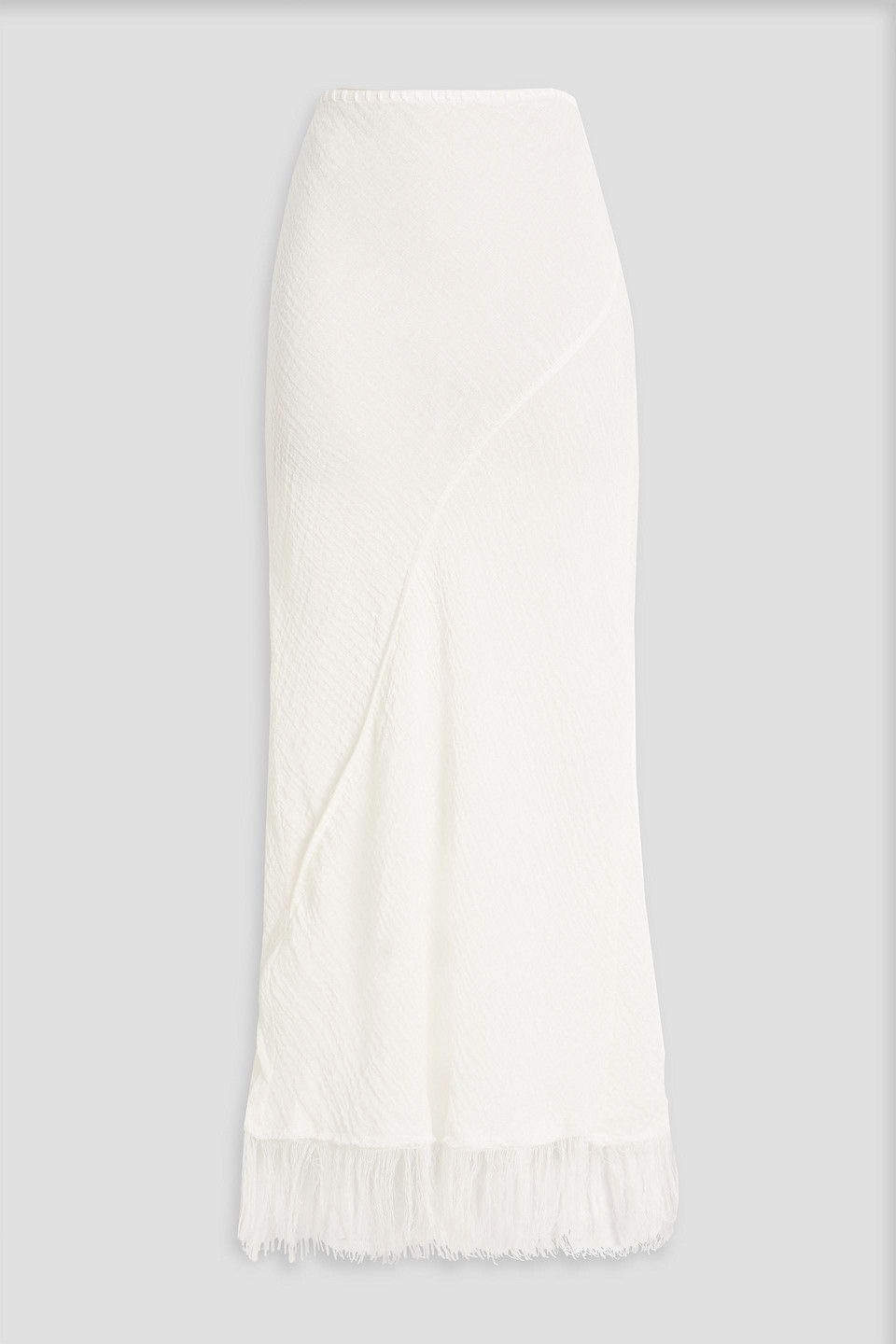 Acne Studios Fringed Linen-blend Mid Skirt In White