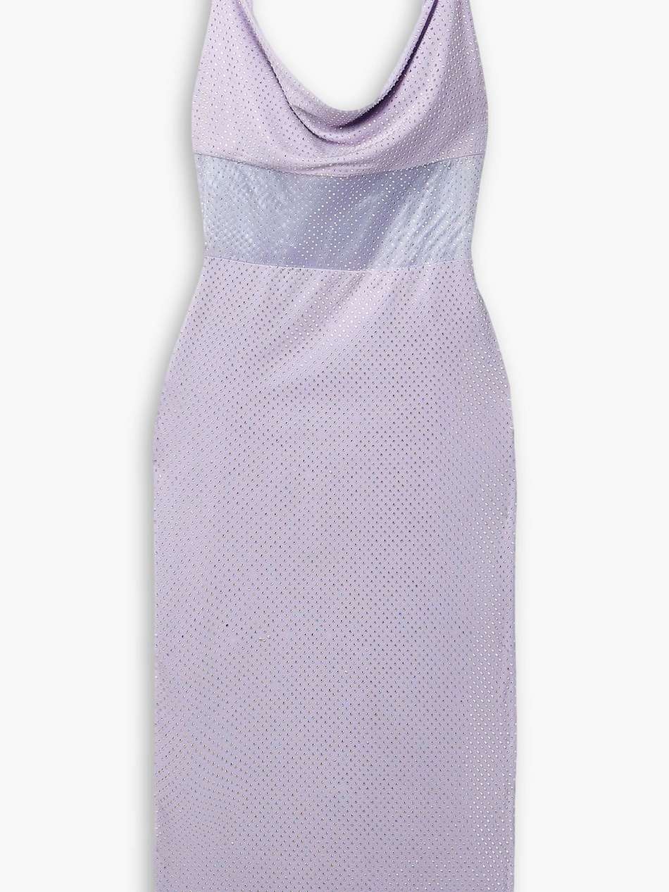 harmony organza-trimmed embellished stretch-jersey midi dress