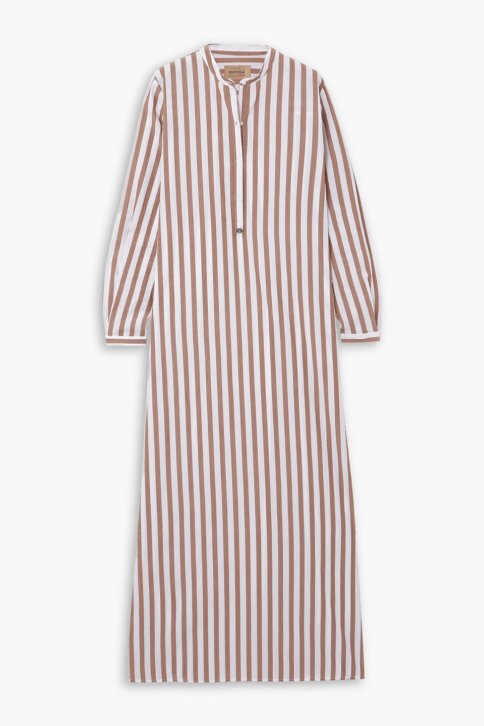 Fortela Valery Striped Embellished Cotton-voile Maxi Dress In Brown