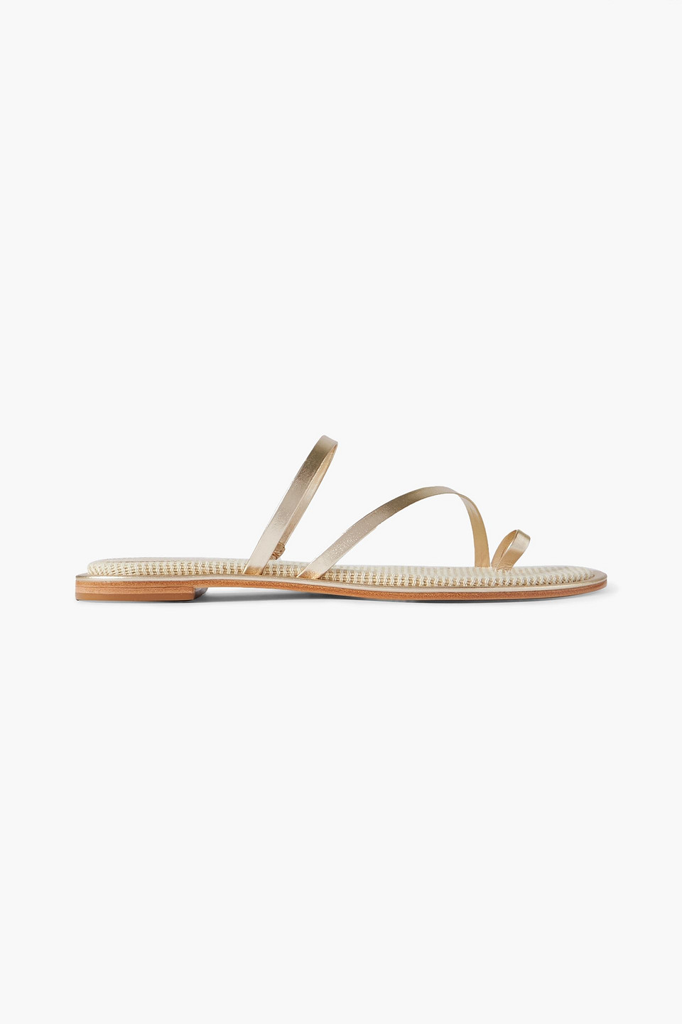 Porte & Paire Metallic Leather Sandals In Gold