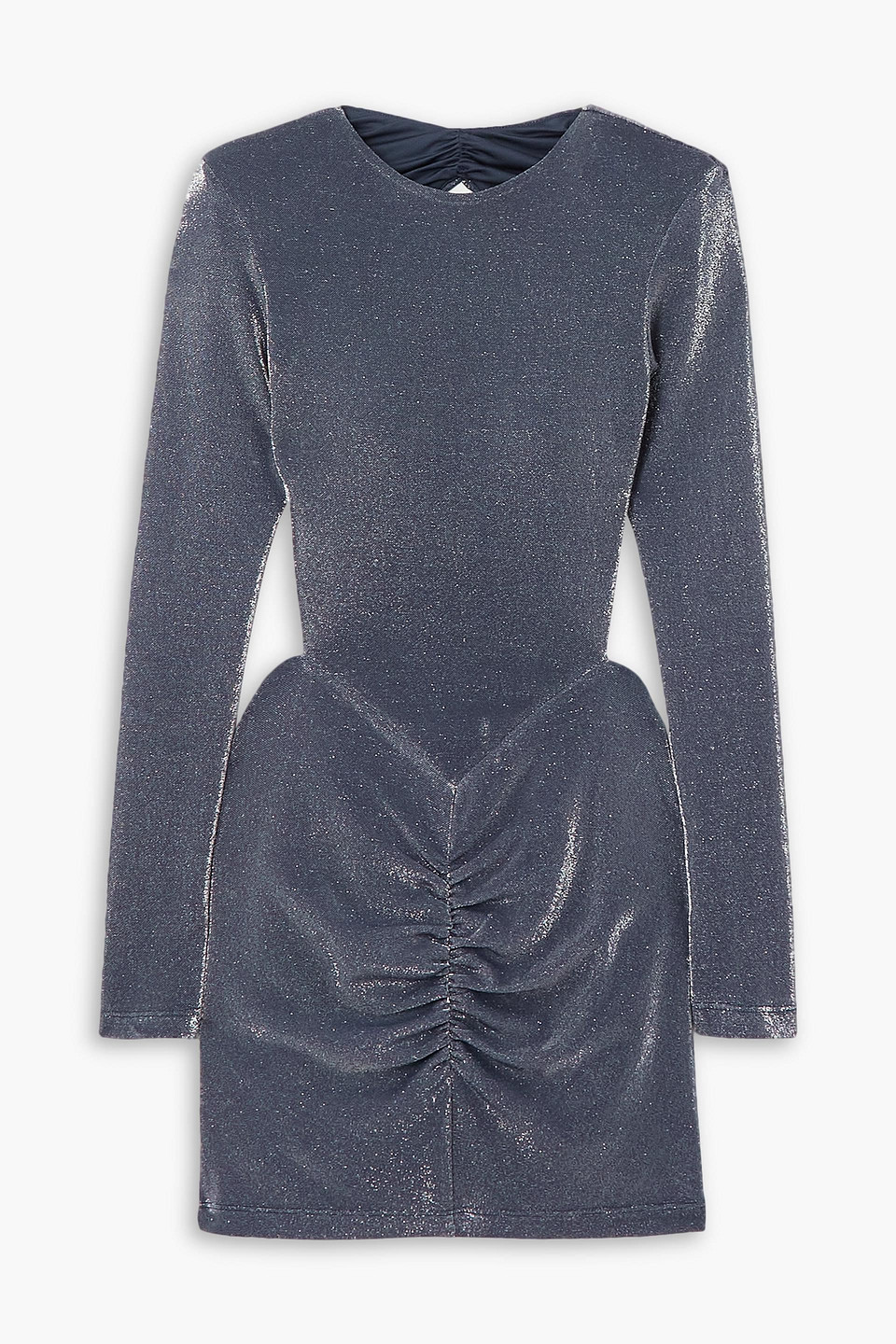 Rotate Birger Christensen Ivonka Open-back Metallic Jersey Mini Dress In Slate Blue
