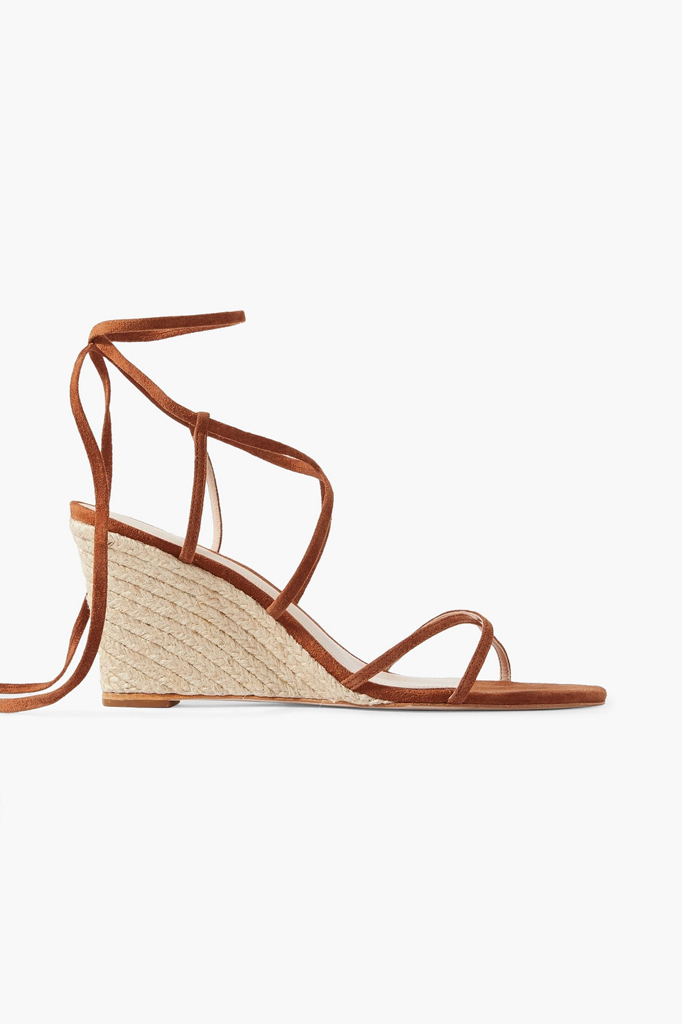 Porte & Paire Suede Espadrille Wedge Sandals In Light Brown