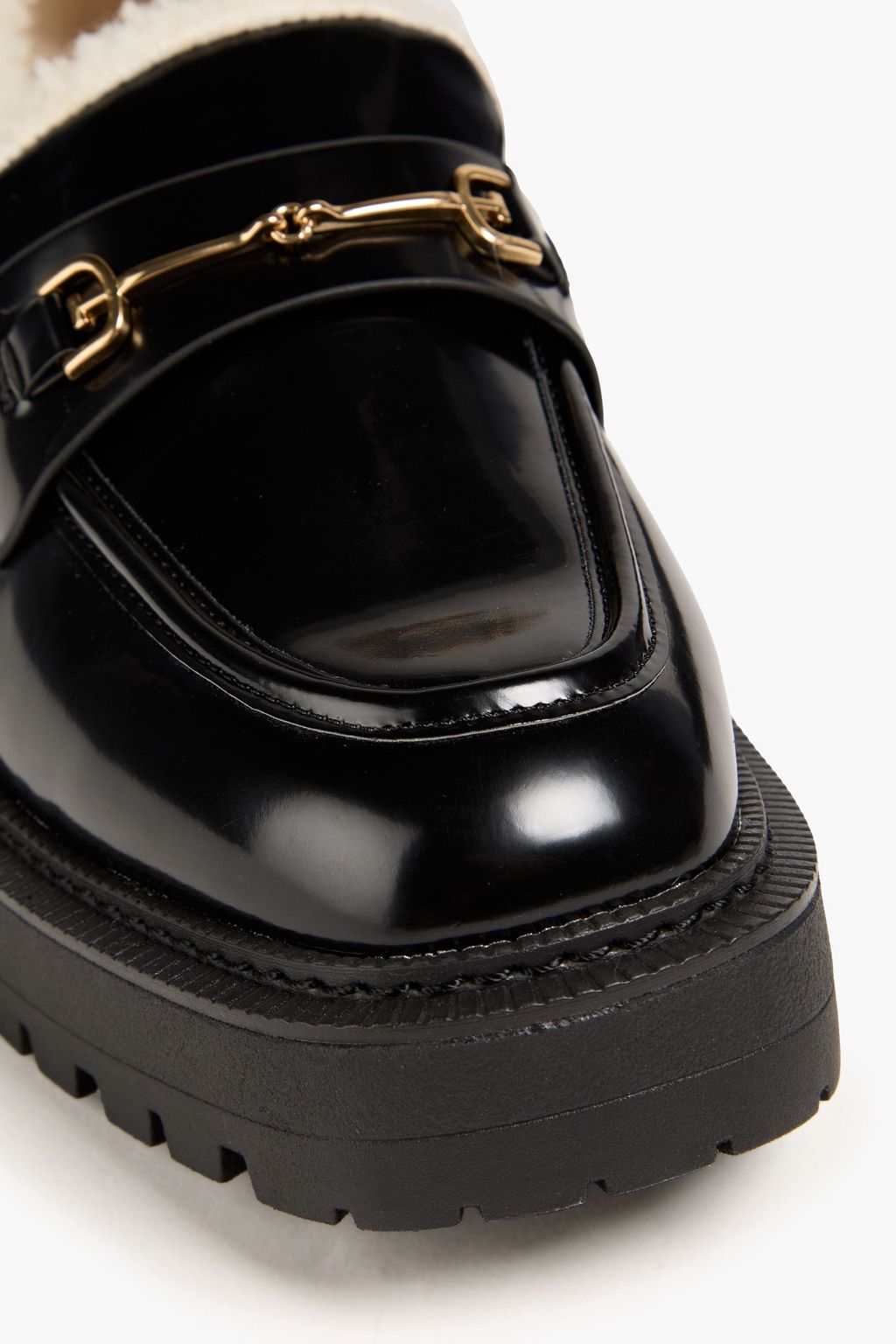 SAM EDELMAN Laurs Cozy faux patent-leather loafers