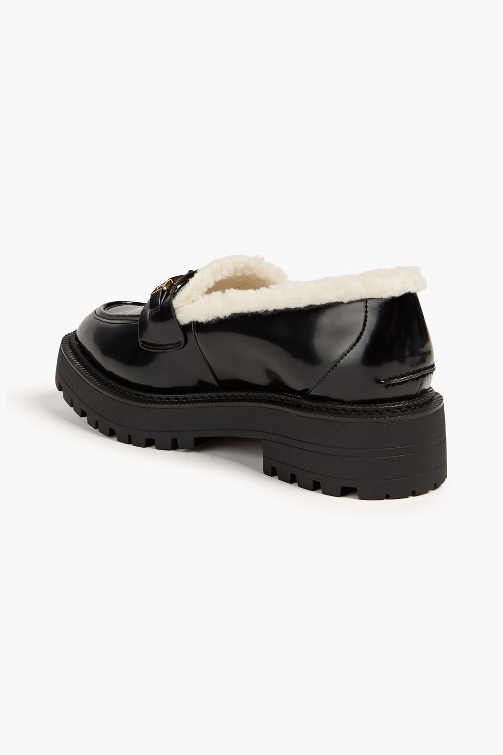 SAM EDELMAN Laurs Cozy faux patent-leather loafers