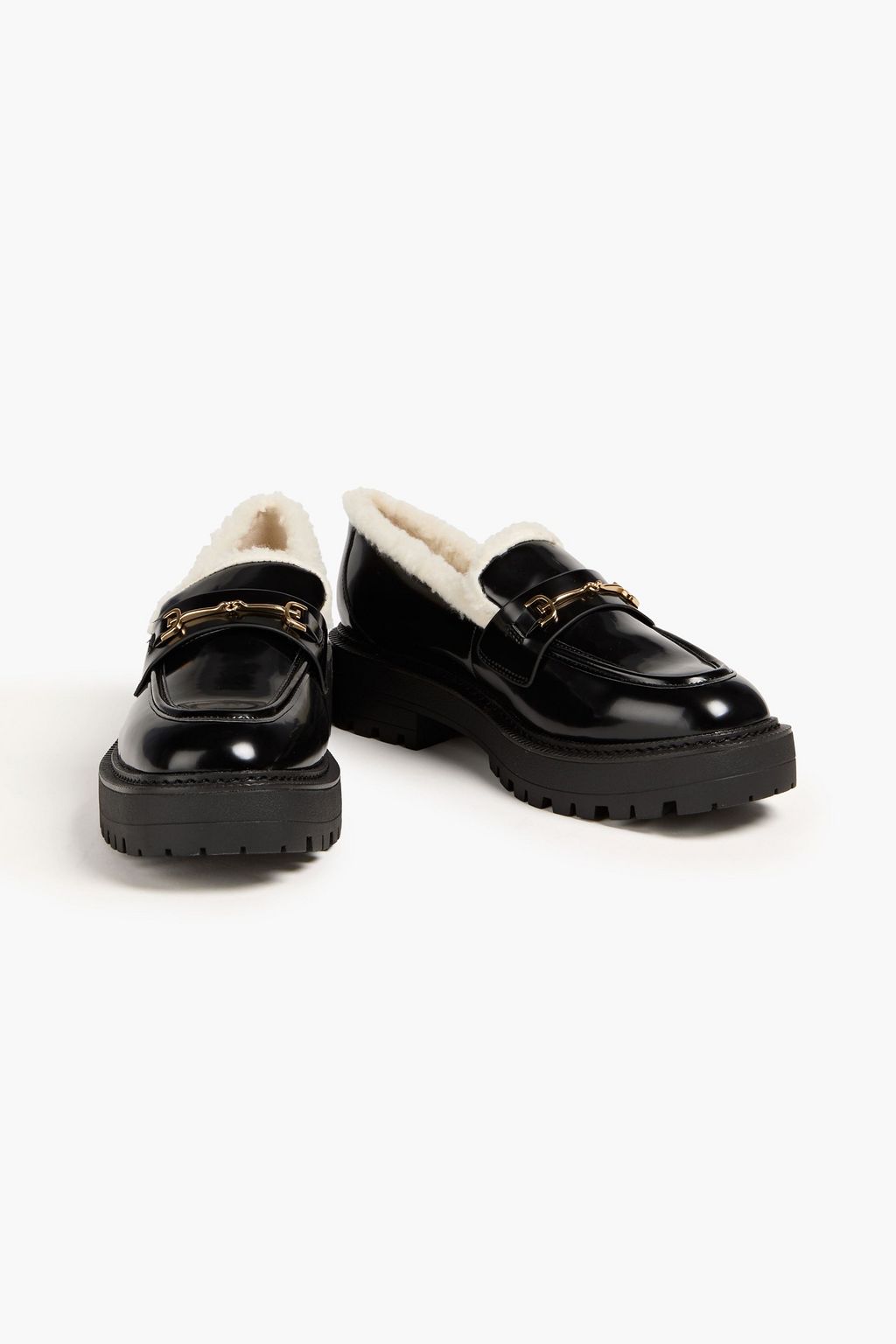 SAM EDELMAN Laurs Cozy faux patent-leather loafers