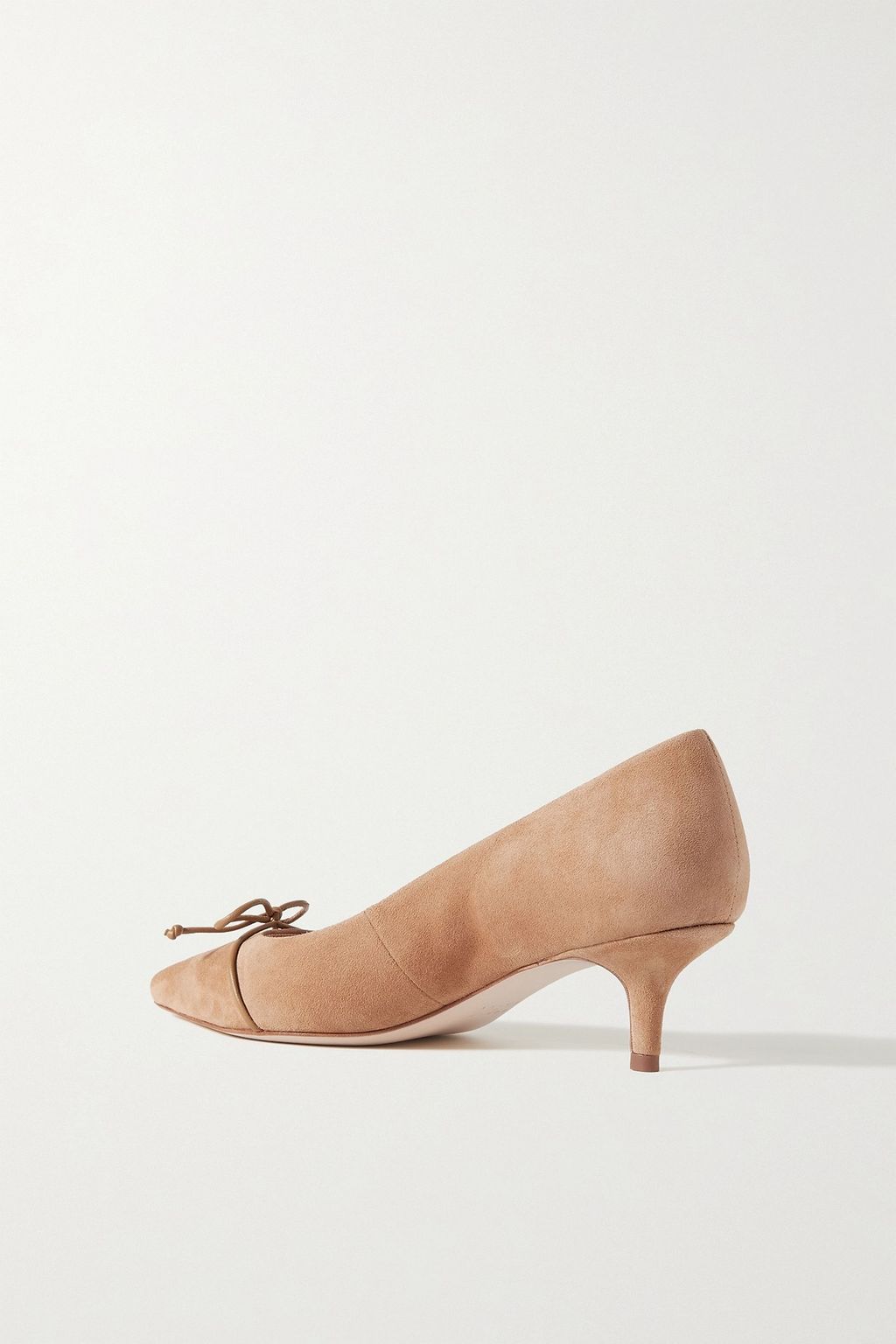 PORTE & PAIRE Bow-detailed leather-trimmed suede pumps