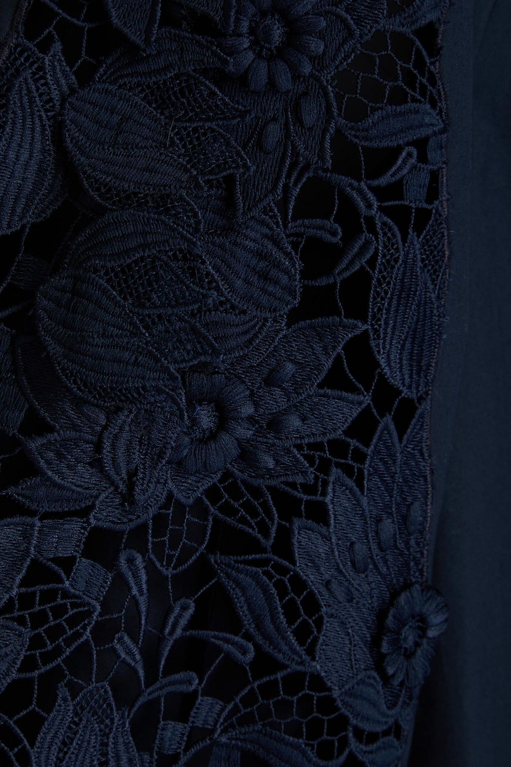 OSCAR DE LA RENTA Guipure lace-trimmed cotton-blend blouse