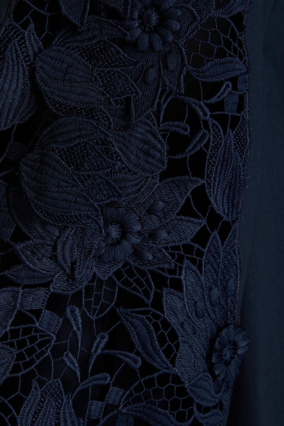 OSCAR DE LA RENTA GUIPURE LACE-TRIMMED COTTON-BLEND BLOUSE