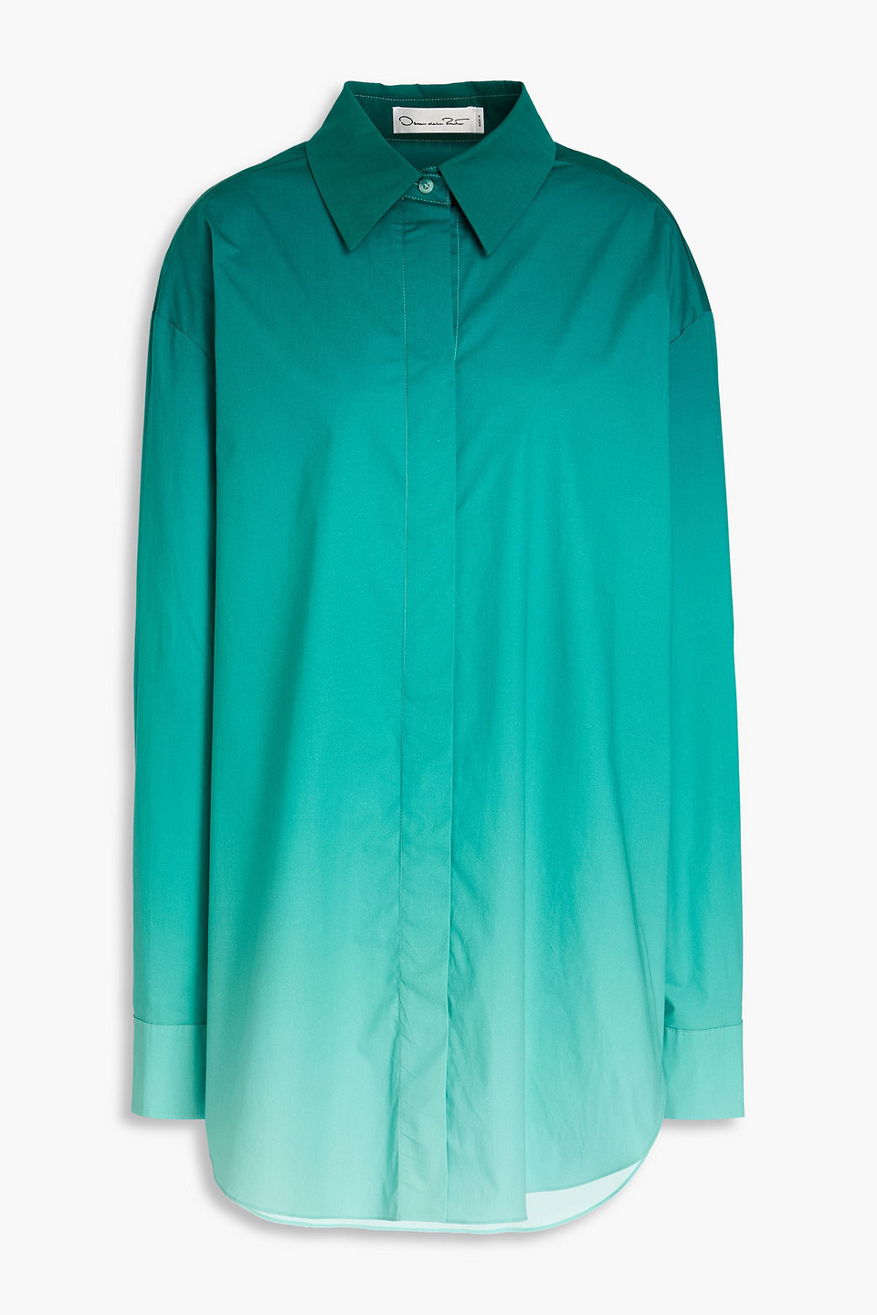 Oscar De La Renta Dégradé Stretch-cotton Poplin Shirt In Jade