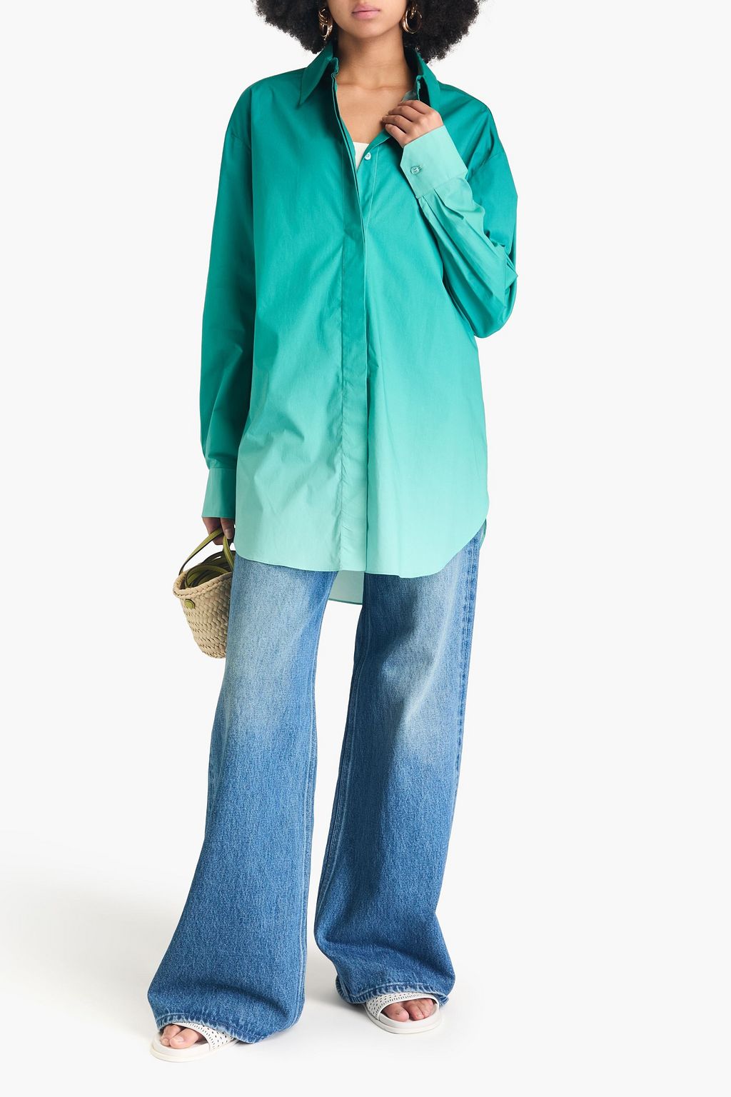 OSCAR DE LA RENTA Dégradé stretch-cotton poplin shirt