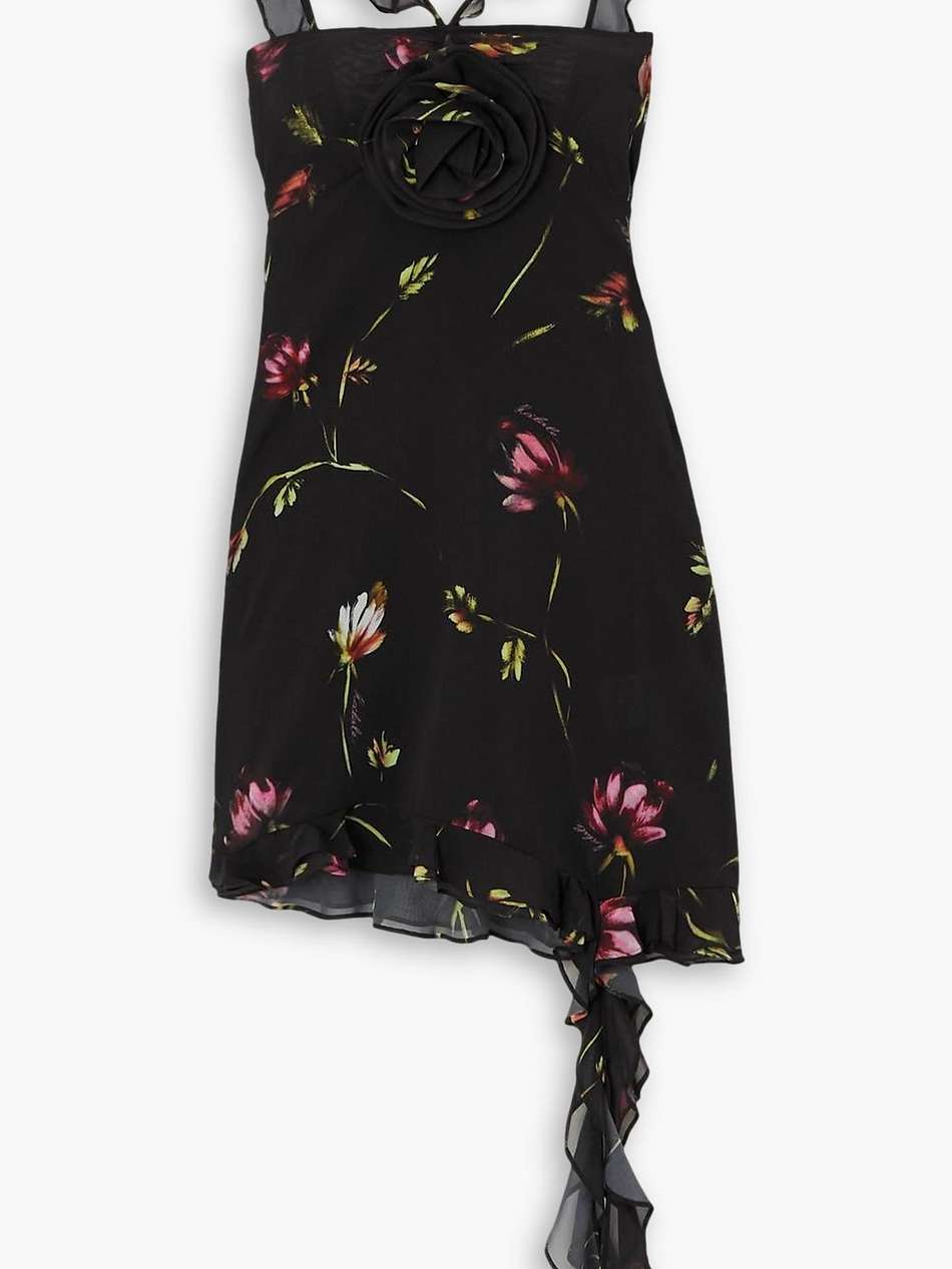kinsi ruffled floral-print georgette mini dress