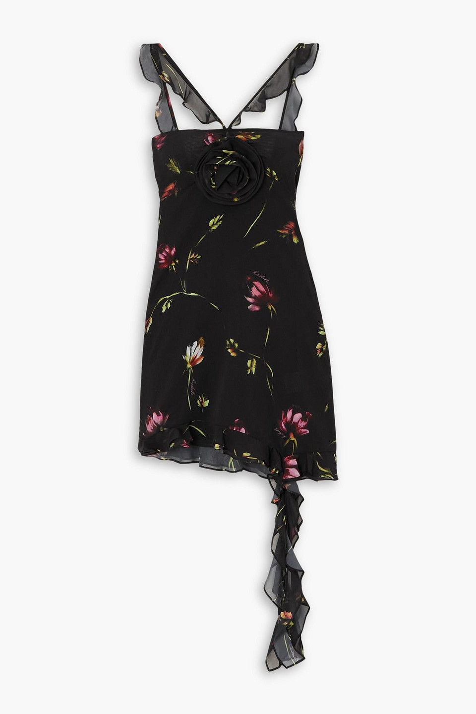Rotate Birger Christensen + Net Sustain Kinsi Ruffled Floral-print Recycled-georgette Mini Dress In Sachet Pink Comb