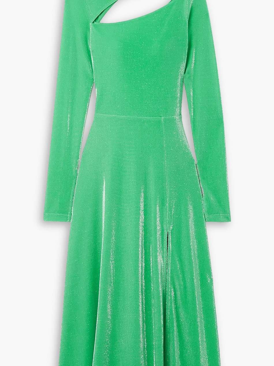 sabra cutout metallic stretch-jersey midi dress