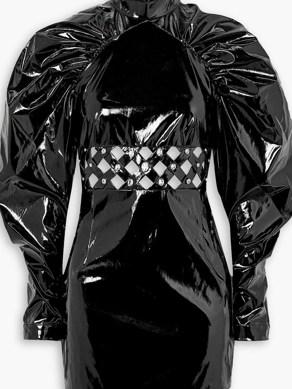 kimmy crystal-embellished cutout vinyl mini dress