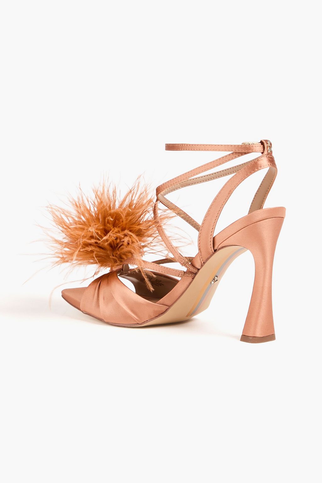 SAM EDELMAN Feather-embellished satin sandals