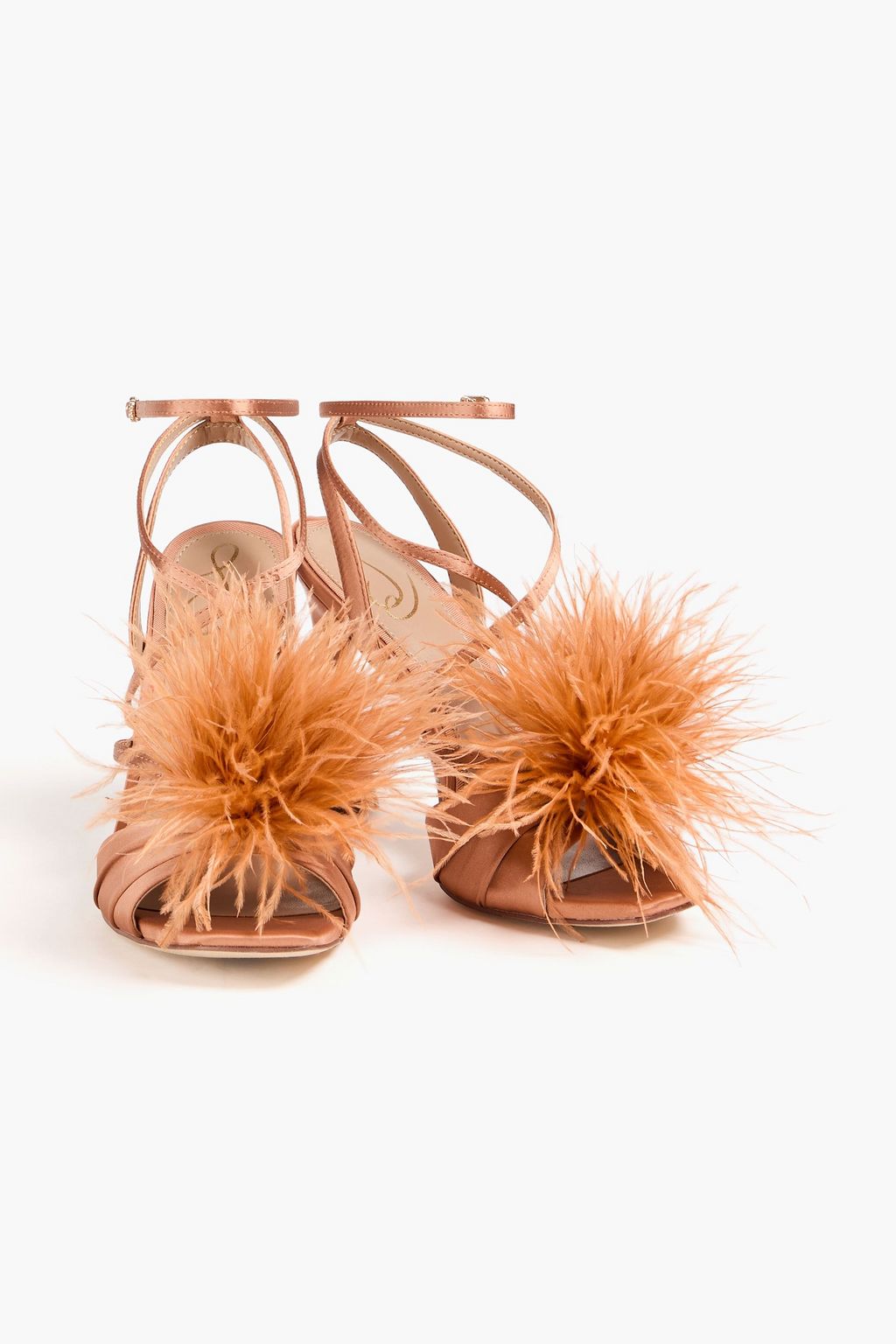 SAM EDELMAN Feather-embellished satin sandals