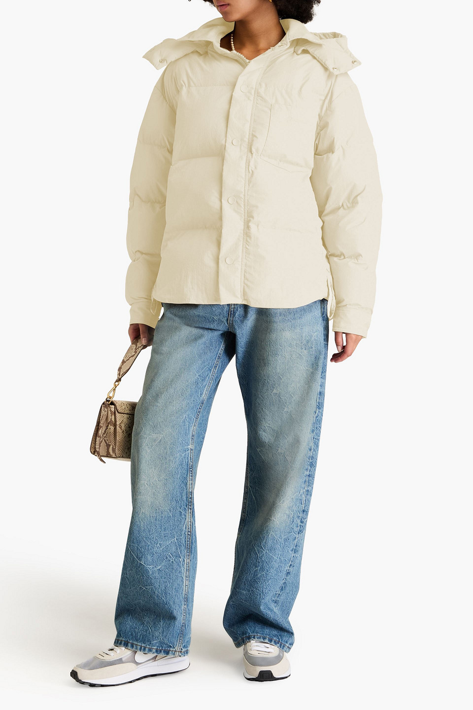 Jacquemus La Doudoune Quilted Shell Hooded Jacket In Beige