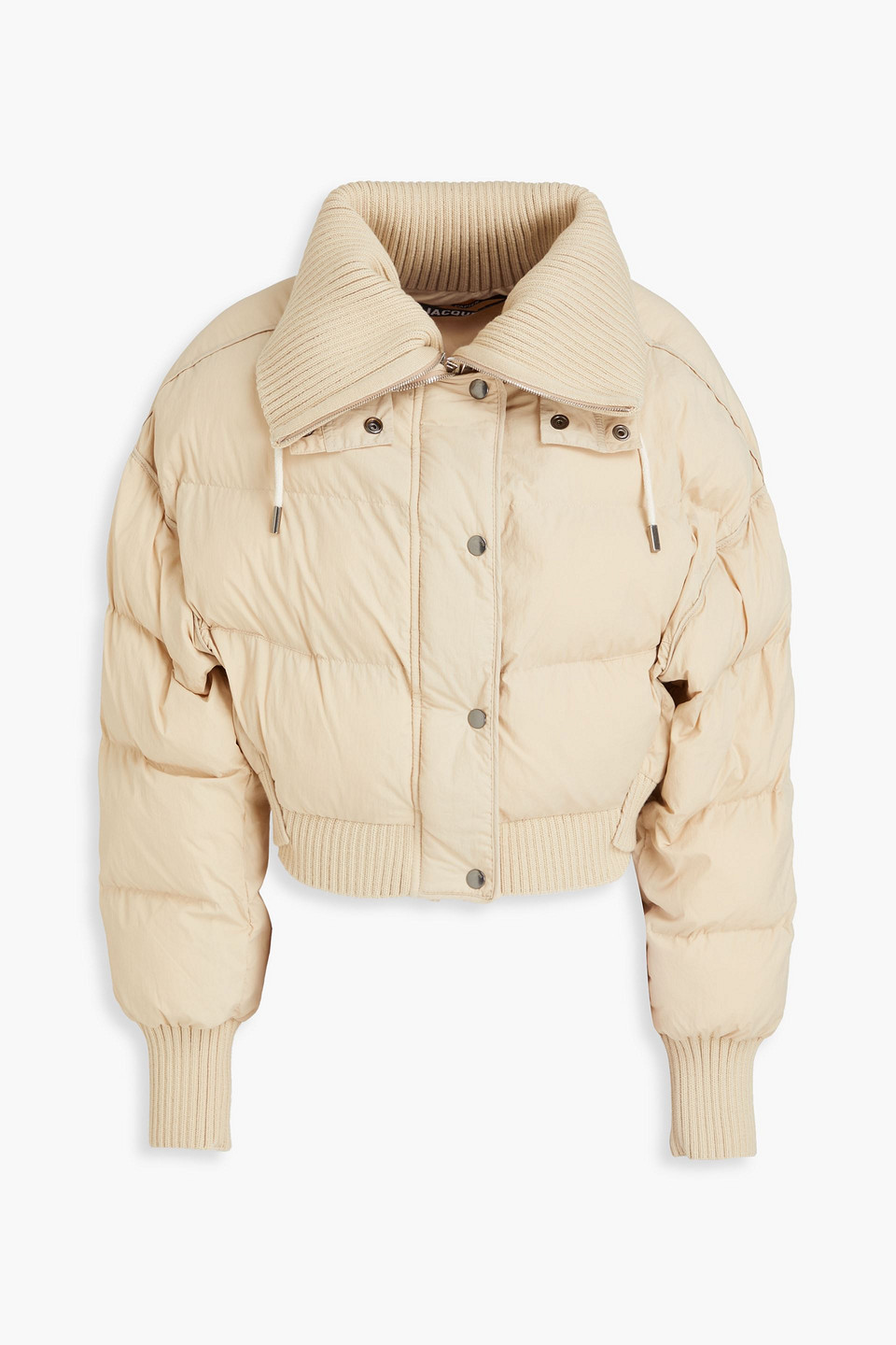 Jacquemus La Doudoune Layered Ribbed-knit And Quilted Shell Jacket In Beige