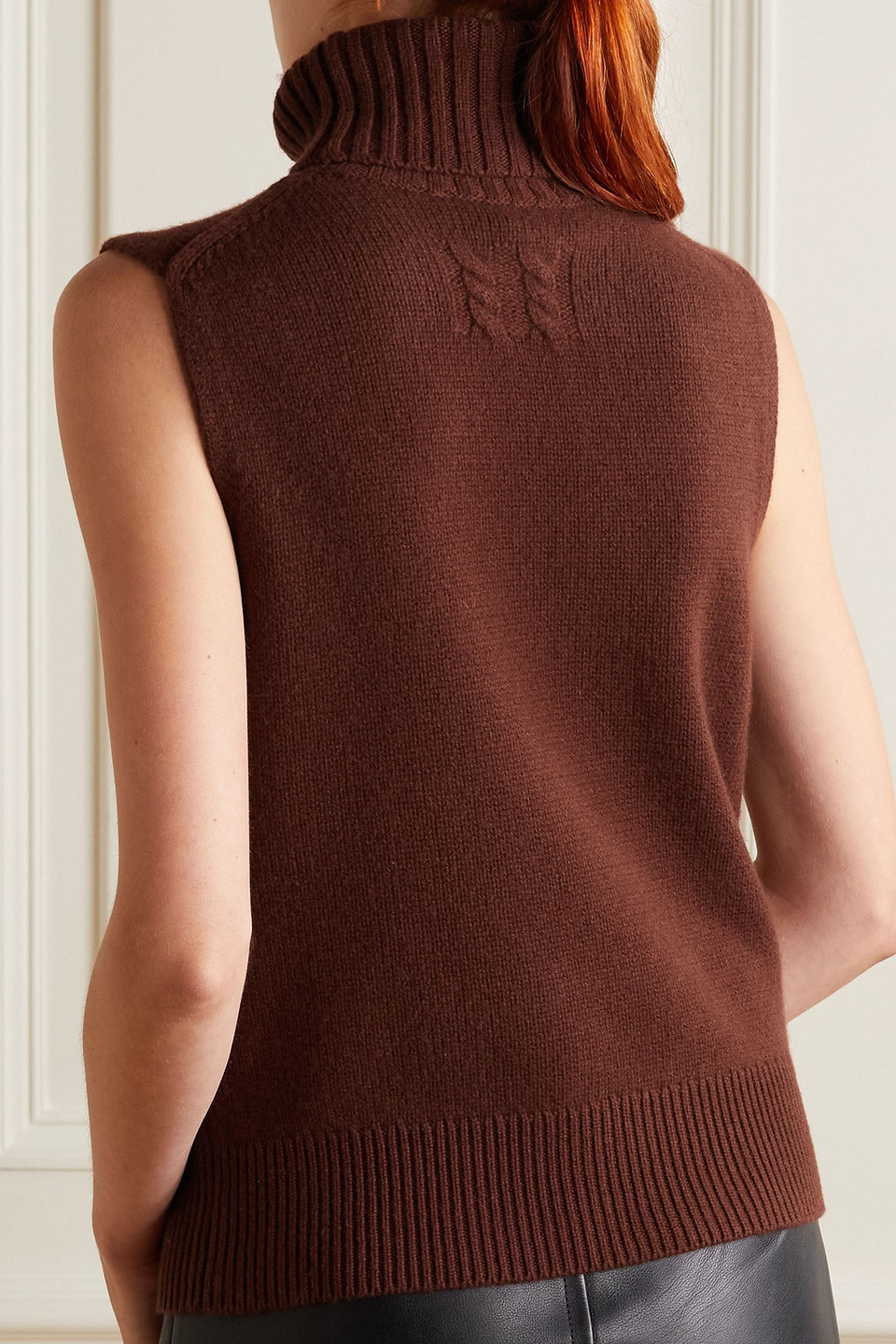 Nili Lotan Arthur Cashmere Turtleneck Vest In Brick
