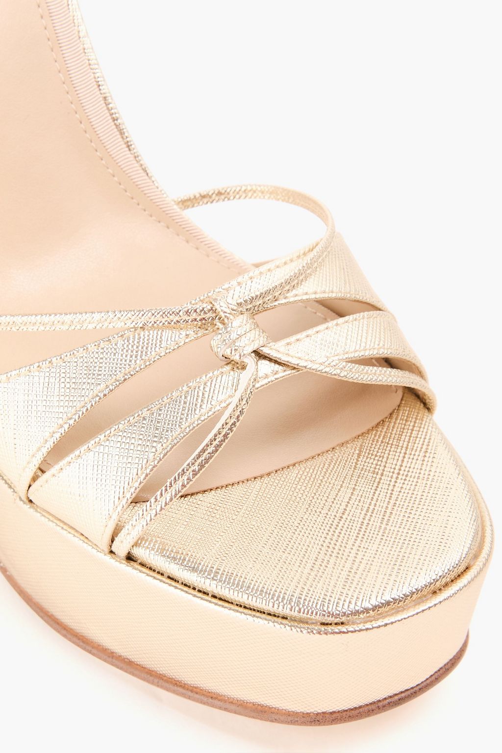 SAM EDELMAN Metallic faux textured-leather platform sandals