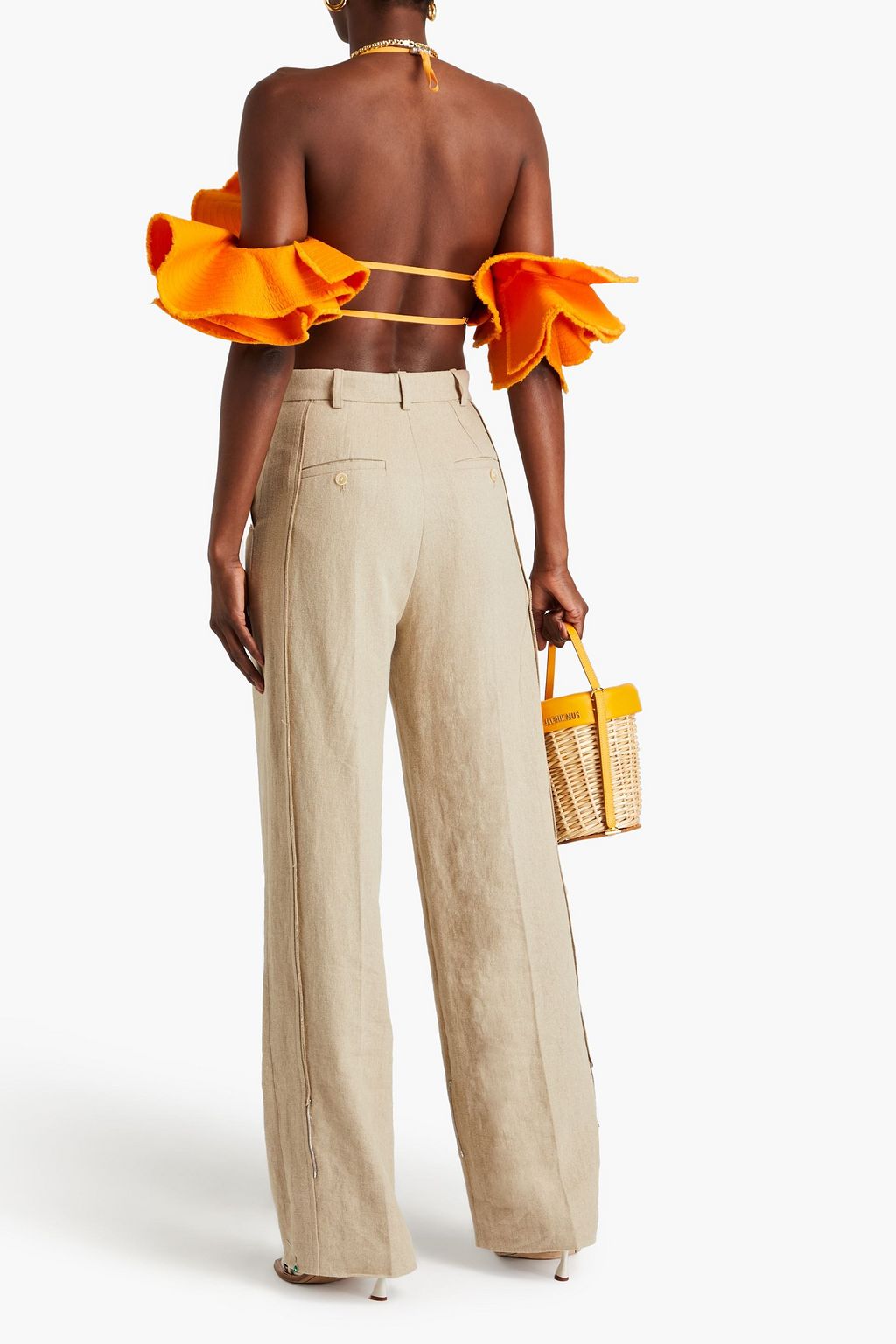 JACQUEMUS بلوزة من الكنفا القطني بتصميم مكشوف الكتفين