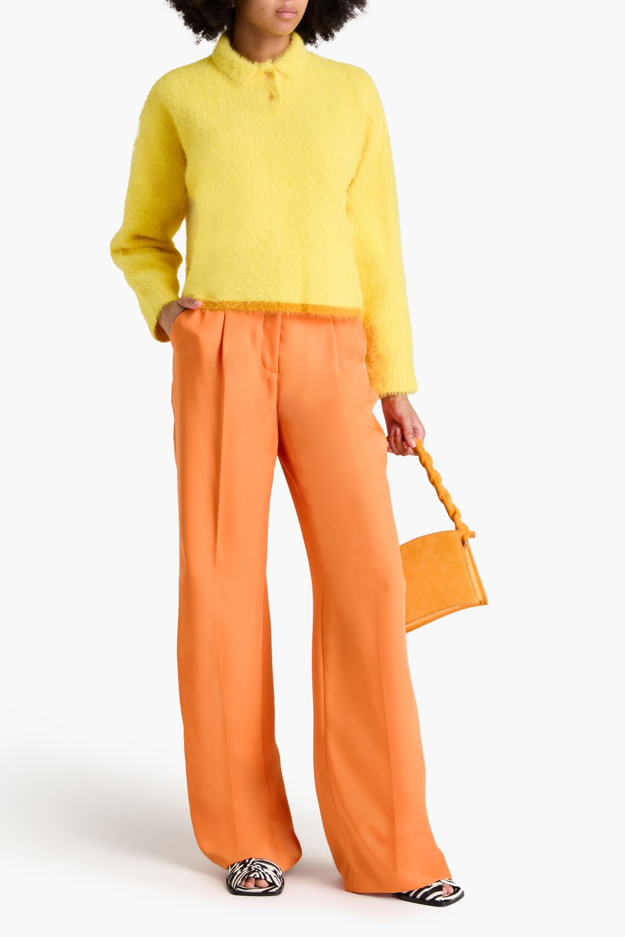 Jacquemus Neve brushed stretch-knit polo sweater
