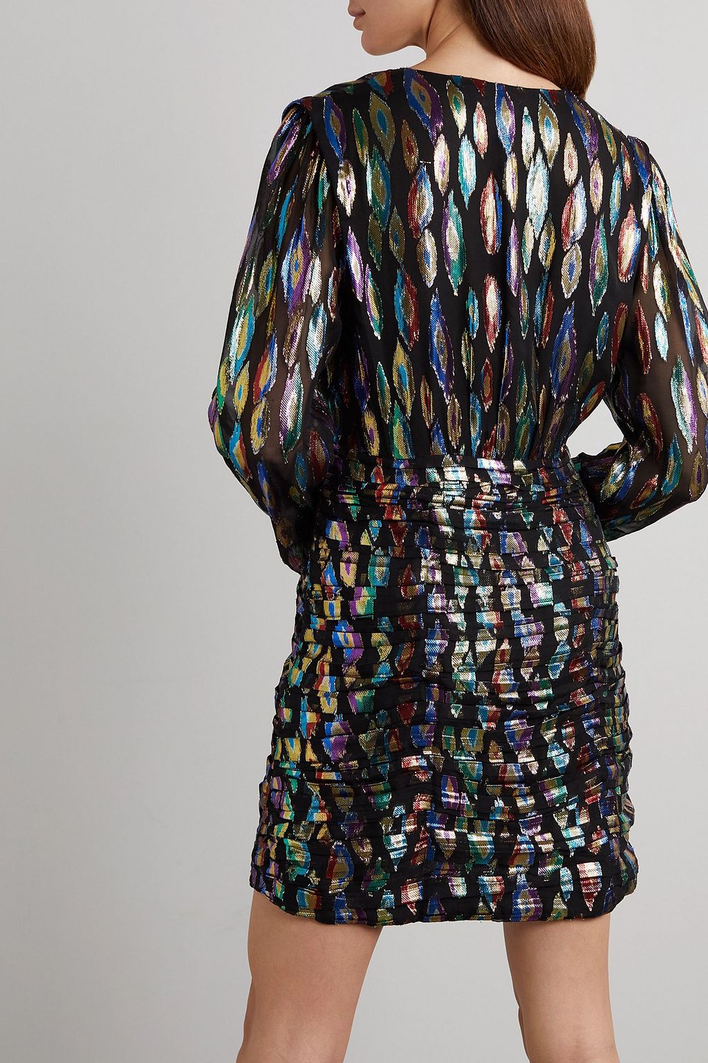 RIXO Golden metallic fil coupé silk-blend chiffon mini dress