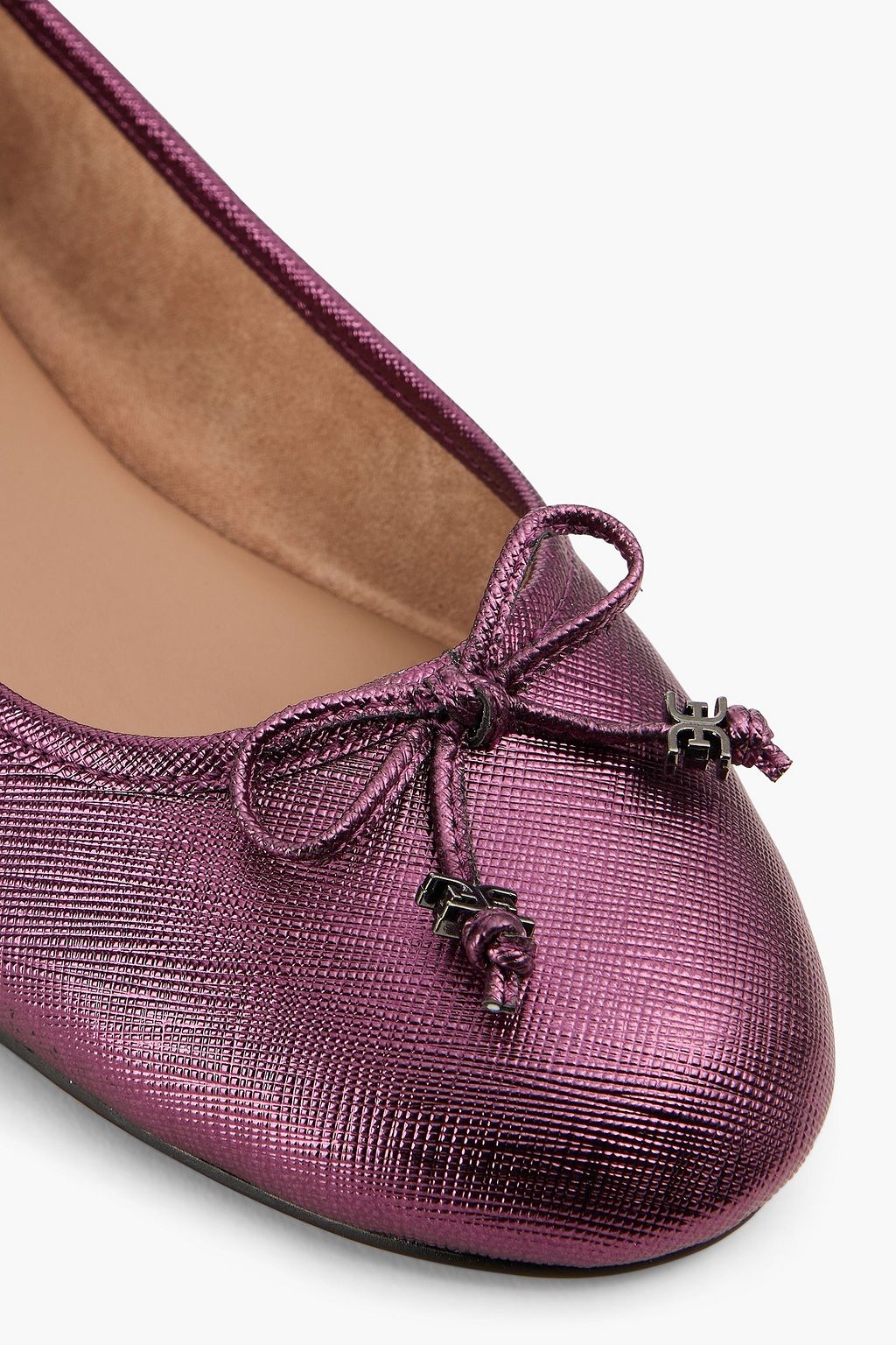 SAM EDELMAN Metallic textured-leather ballet flats