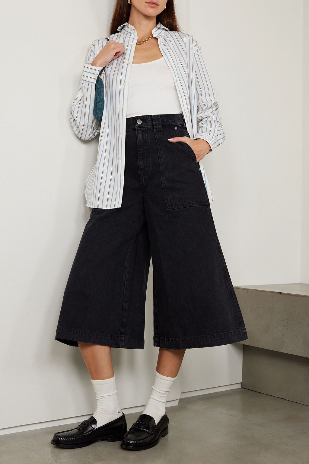 SÉBLINE Chemise De Garçon striped cotton-poplin shirt