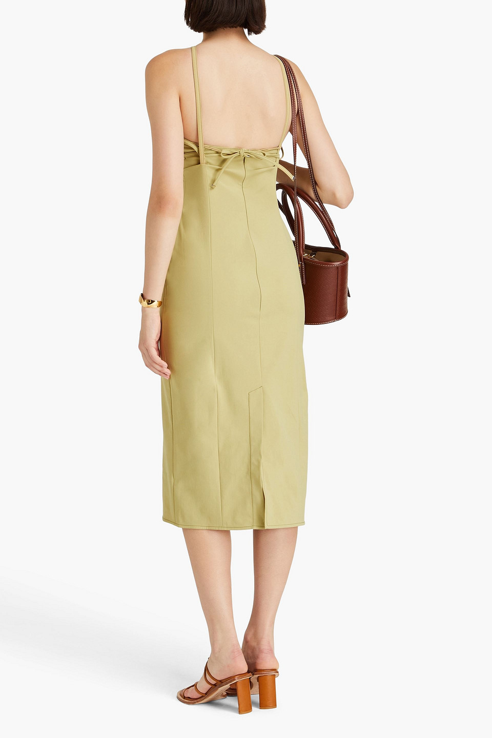 Jacquemus La Robe Bikini Strapless Midi Dress In Sage Green