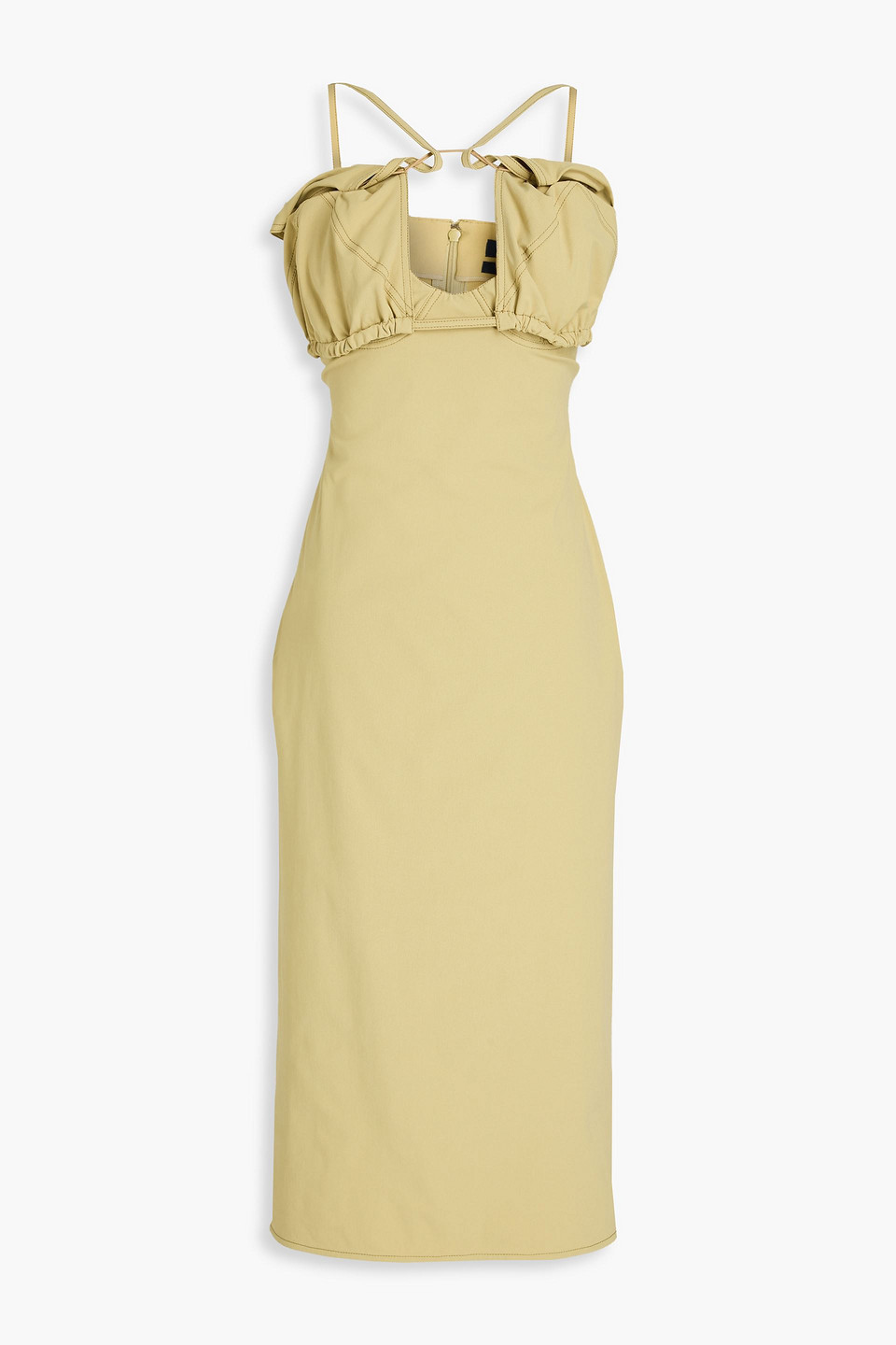 Jacquemus La Robe Bikini Strapless Midi Dress In Sage Green