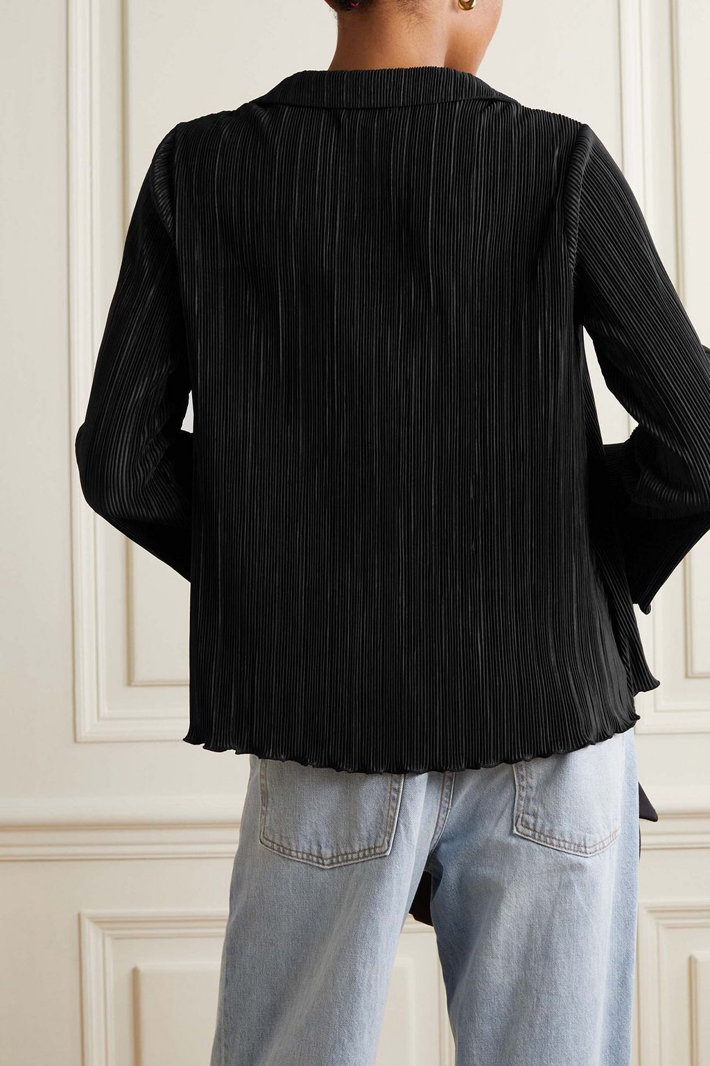 REFORMATION Laylin pleated plissé-crepe blouse