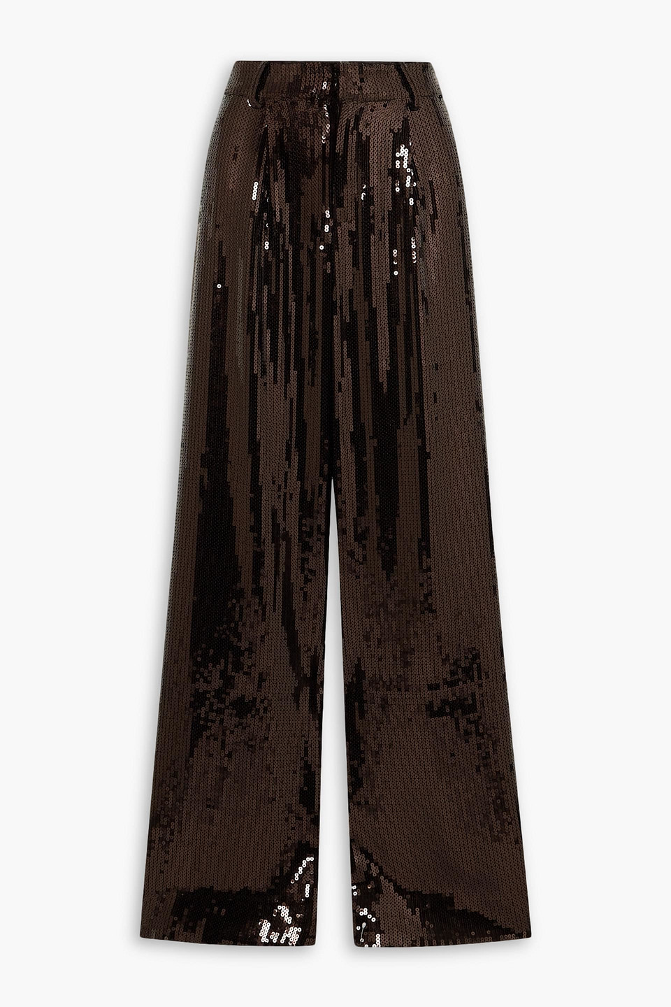 Retroféte Trinity Sequined Crepe Wide-leg Pants In Dark Brown