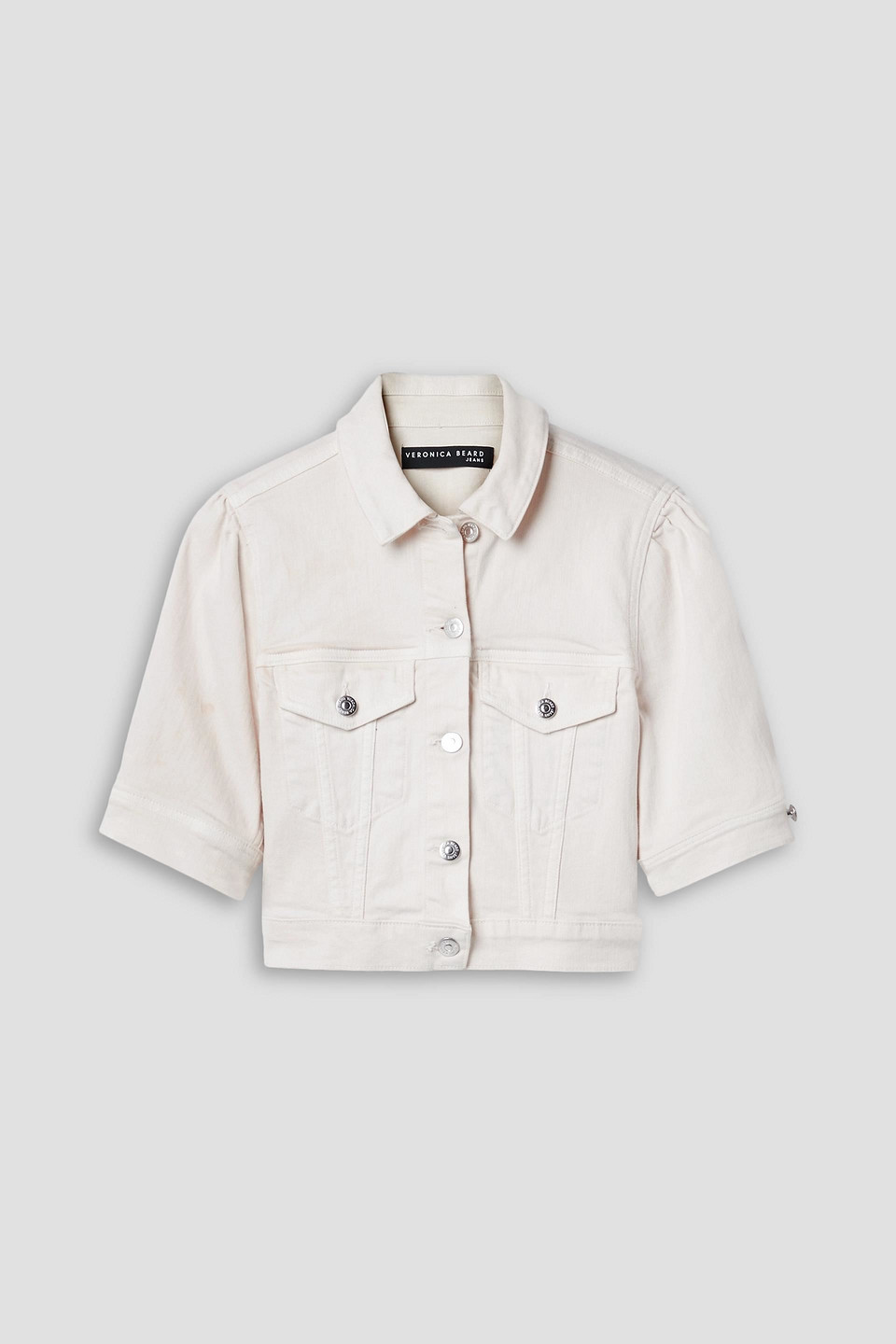 Veronica Beard Raina Cropped Denim Jacket In Ecru