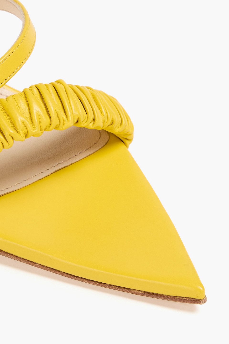 ELLEME RUCHED LEATHER SLINGBACK SANDALS