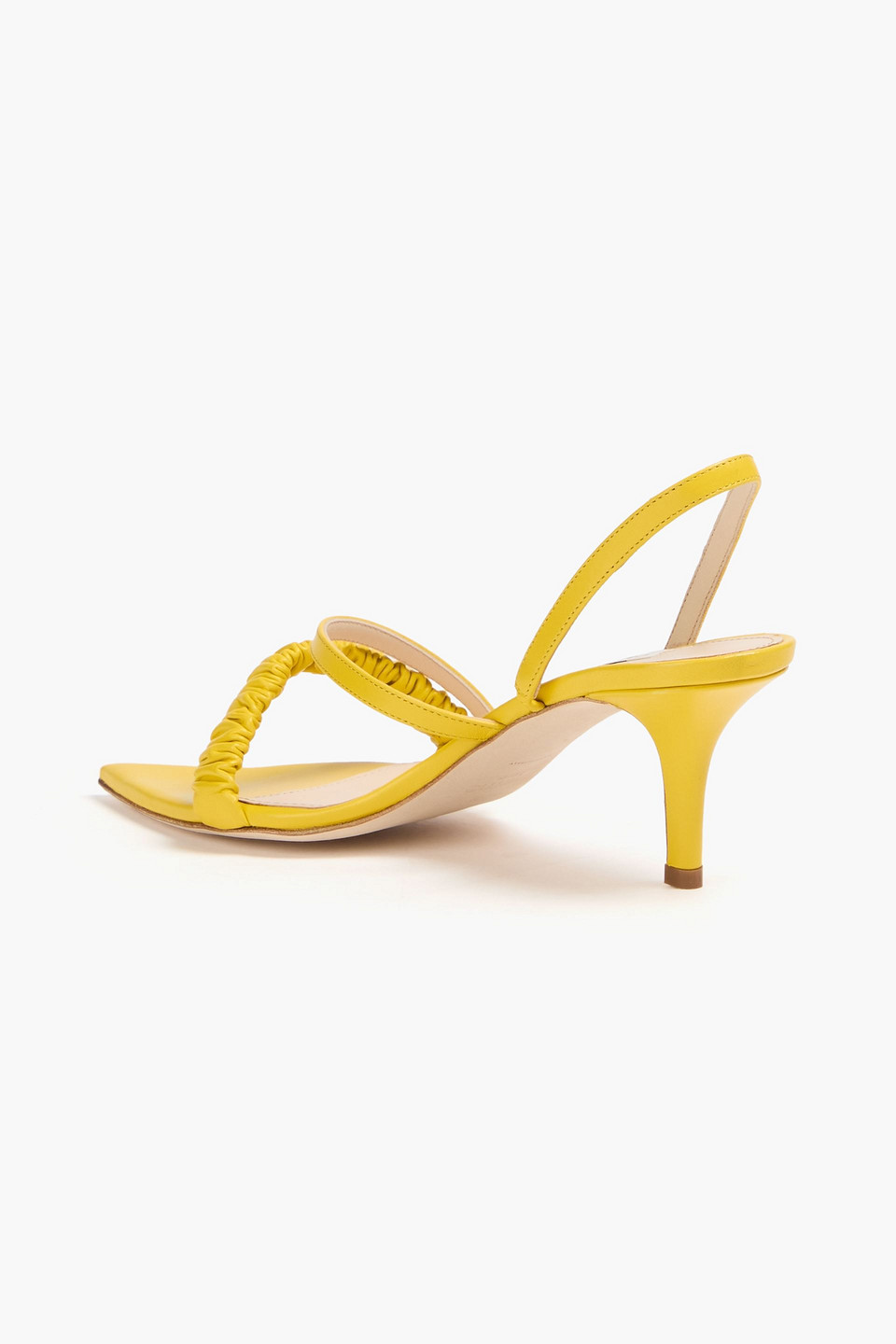 ELLEME RUCHED LEATHER SLINGBACK SANDALS