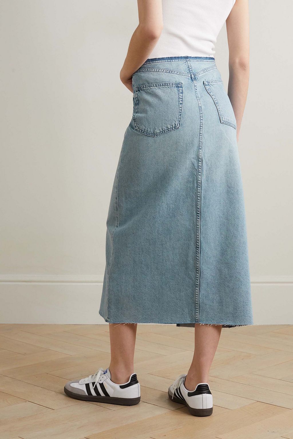 RAG & BONE تنورة Clara متوسطة الطول من الدنيم