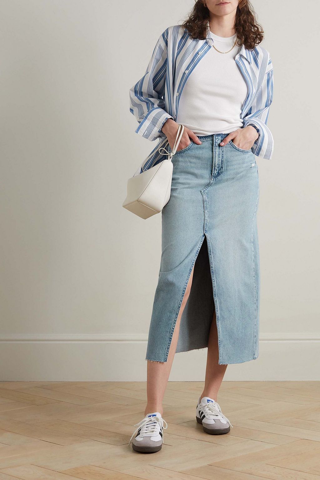 RAG & BONE تنورة Clara متوسطة الطول من الدنيم