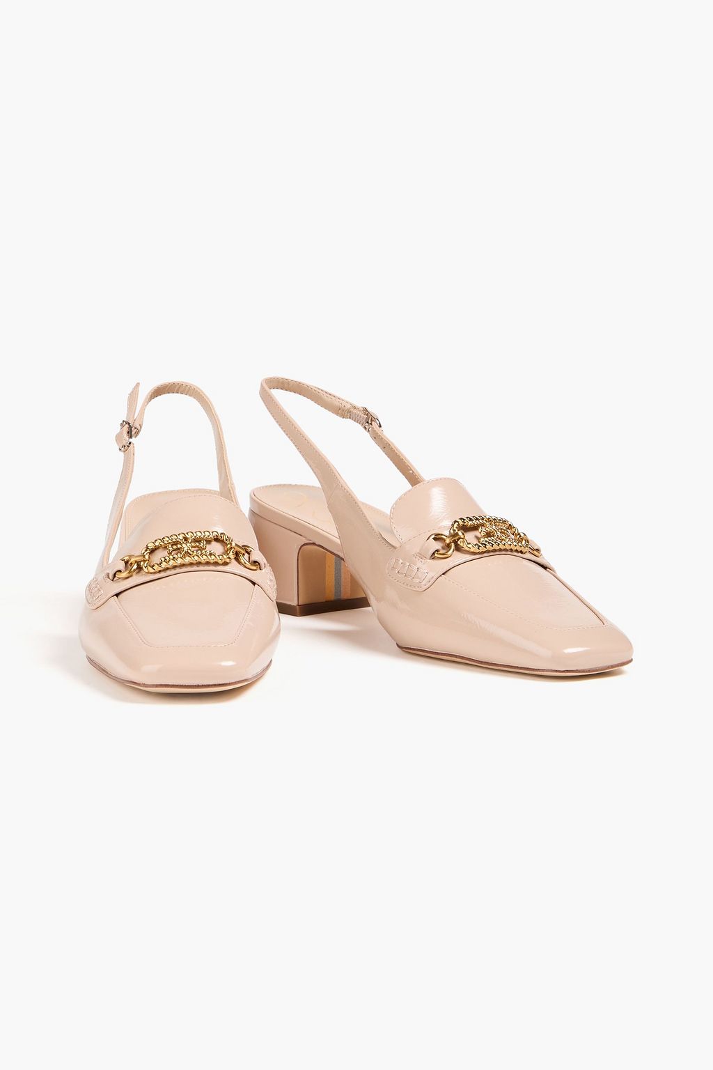 SAM EDELMAN フェイクパテントレザー スリングバックパンプス