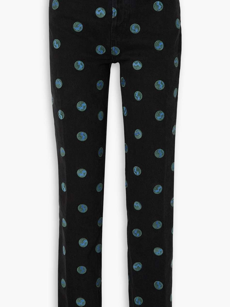 earth embroidered high-rise straight-leg jeans