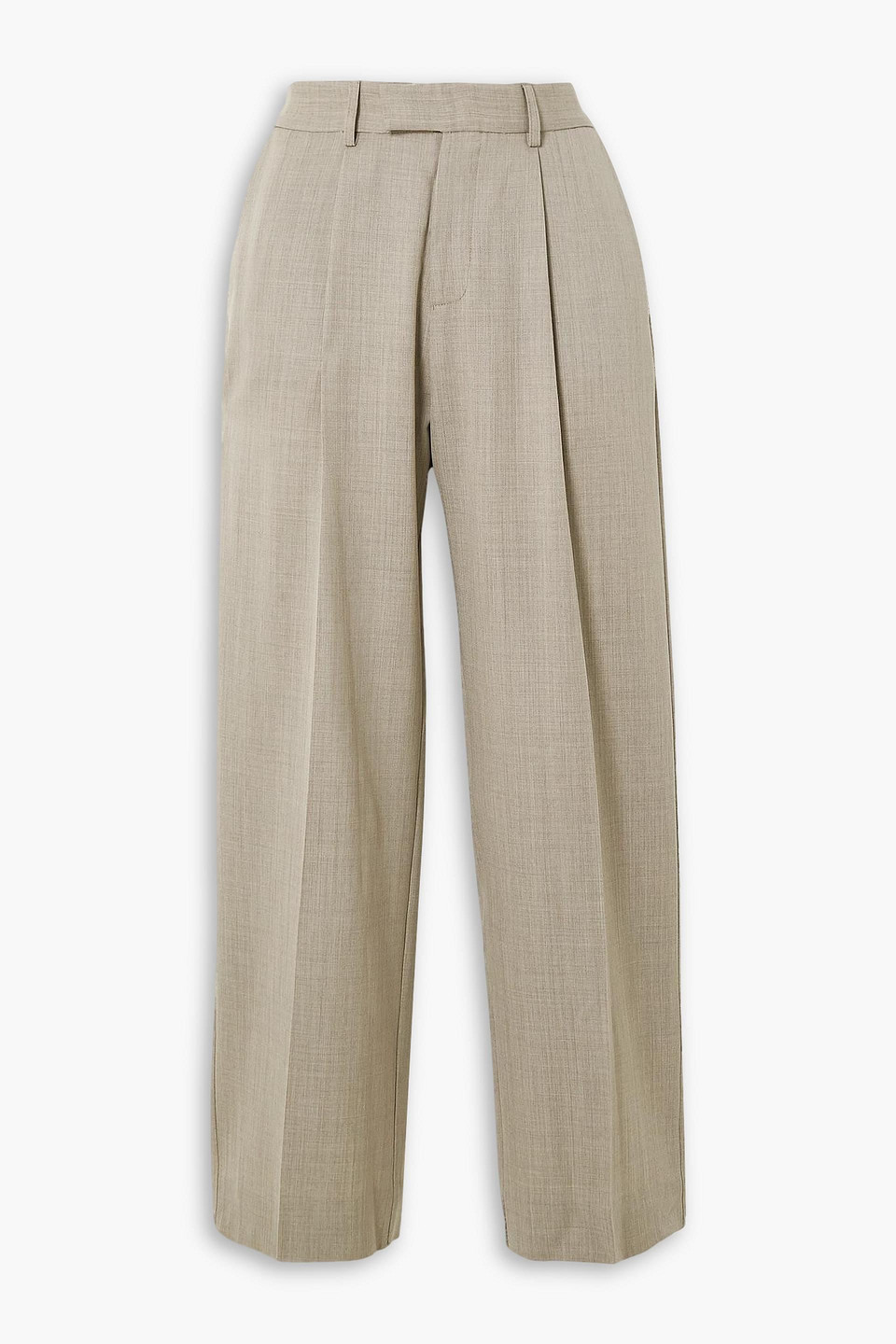 Beare Park Pleated Wool Straight-leg Pants In Stone