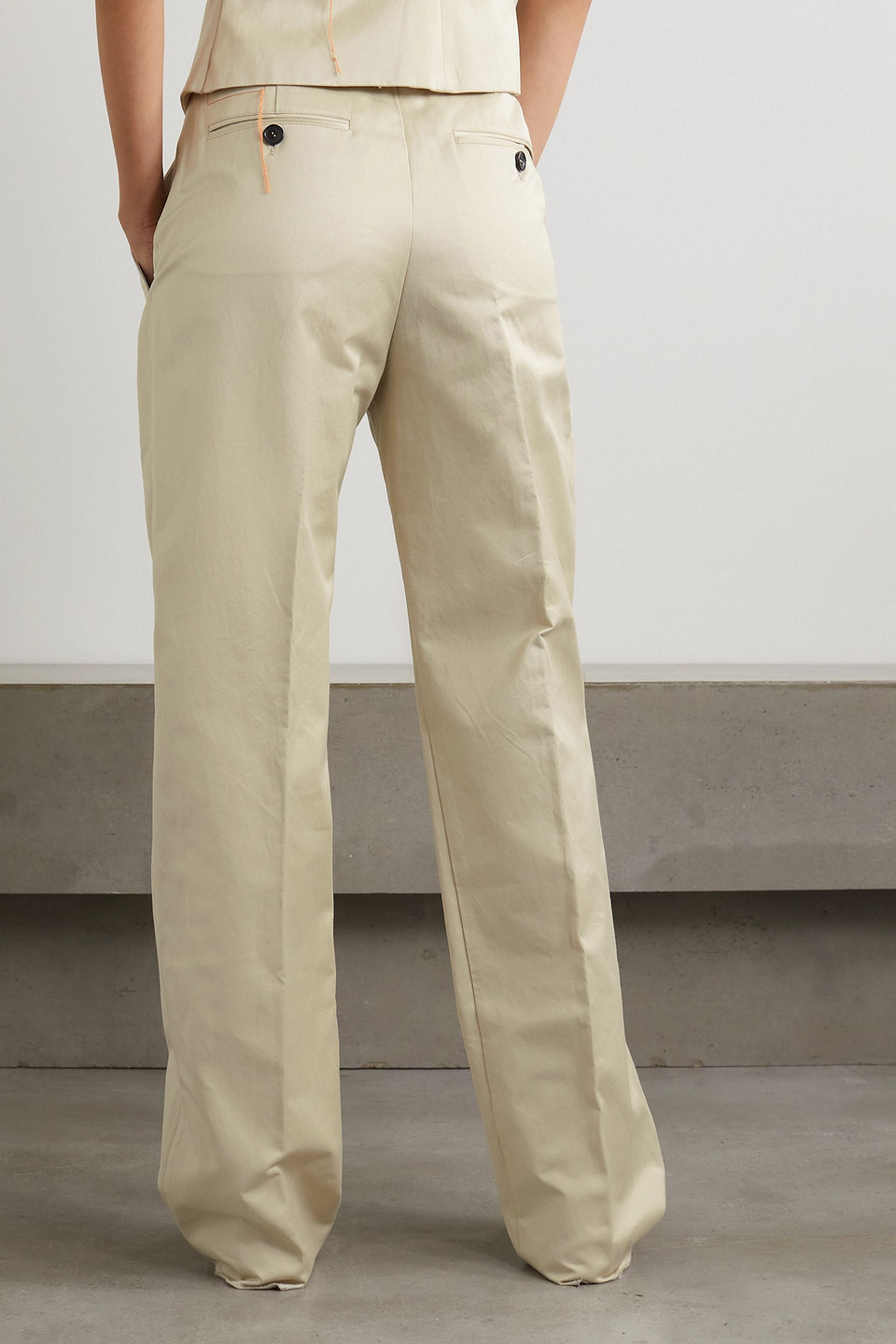 Fortela Janet Pleated Cotton-twill Straight-leg Pants In Beige