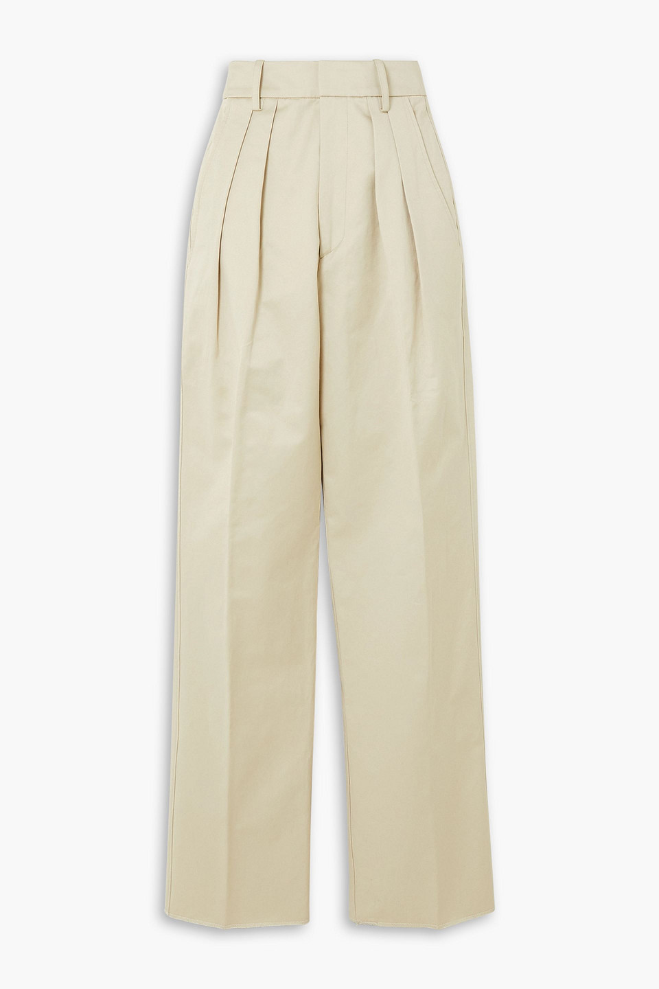Fortela Janet Pleated Cotton-twill Straight-leg Pants In Beige