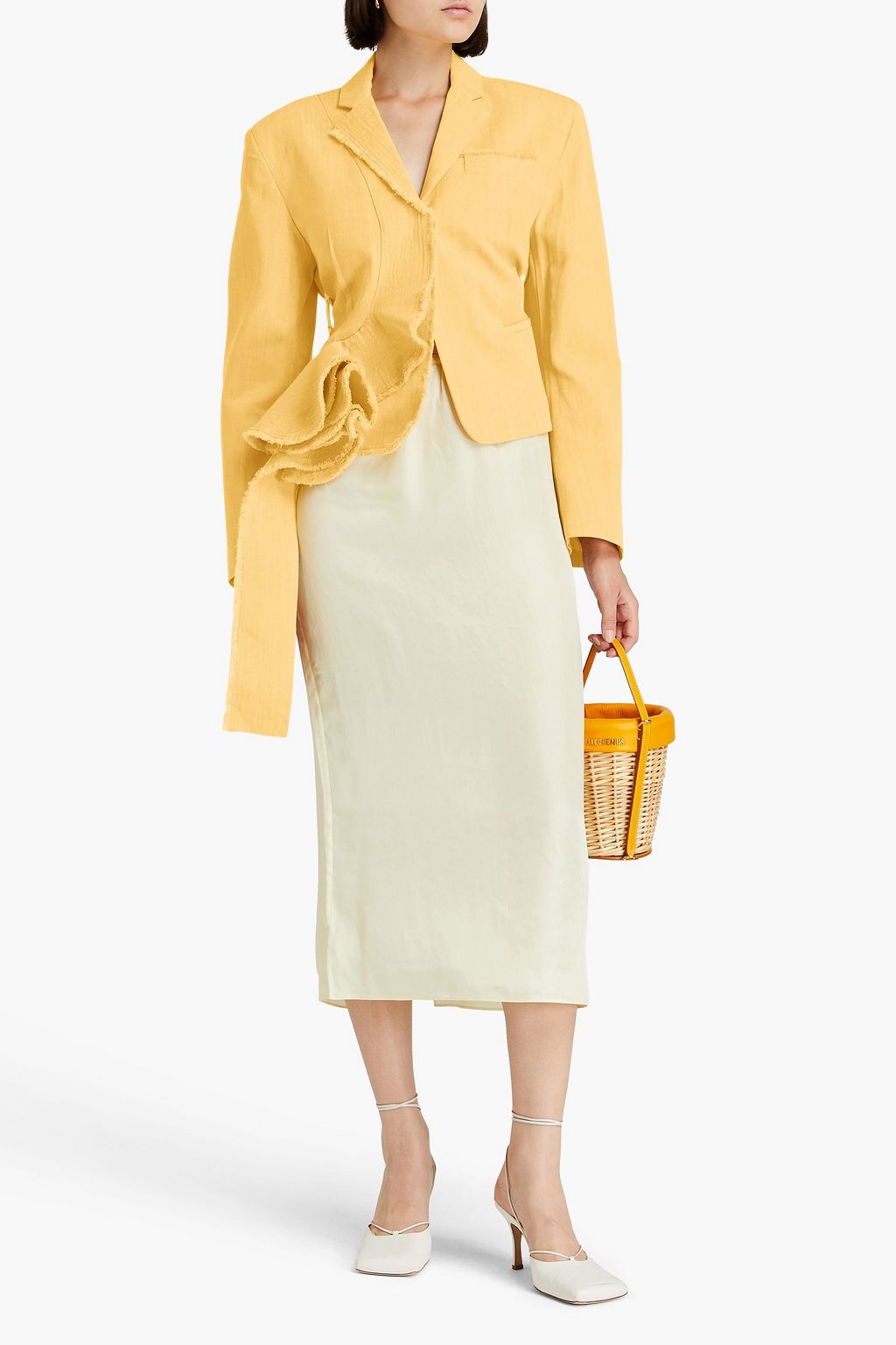 JACQUEMUS 드레이프 디테일 리넨 혼방 재킷