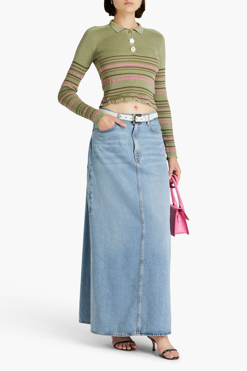 JACQUEMUS ニット クロップド ポロシャツ ストライプ